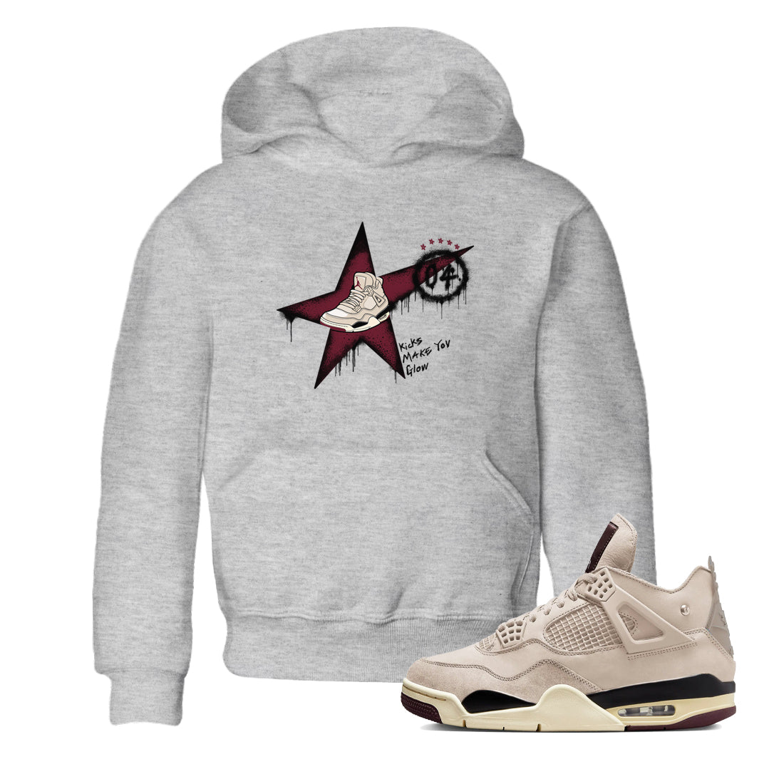 Kicks Make You Glow snkmatch Tees Kids - Air Jordan 4 A Ma Maniere x Fossil Stone