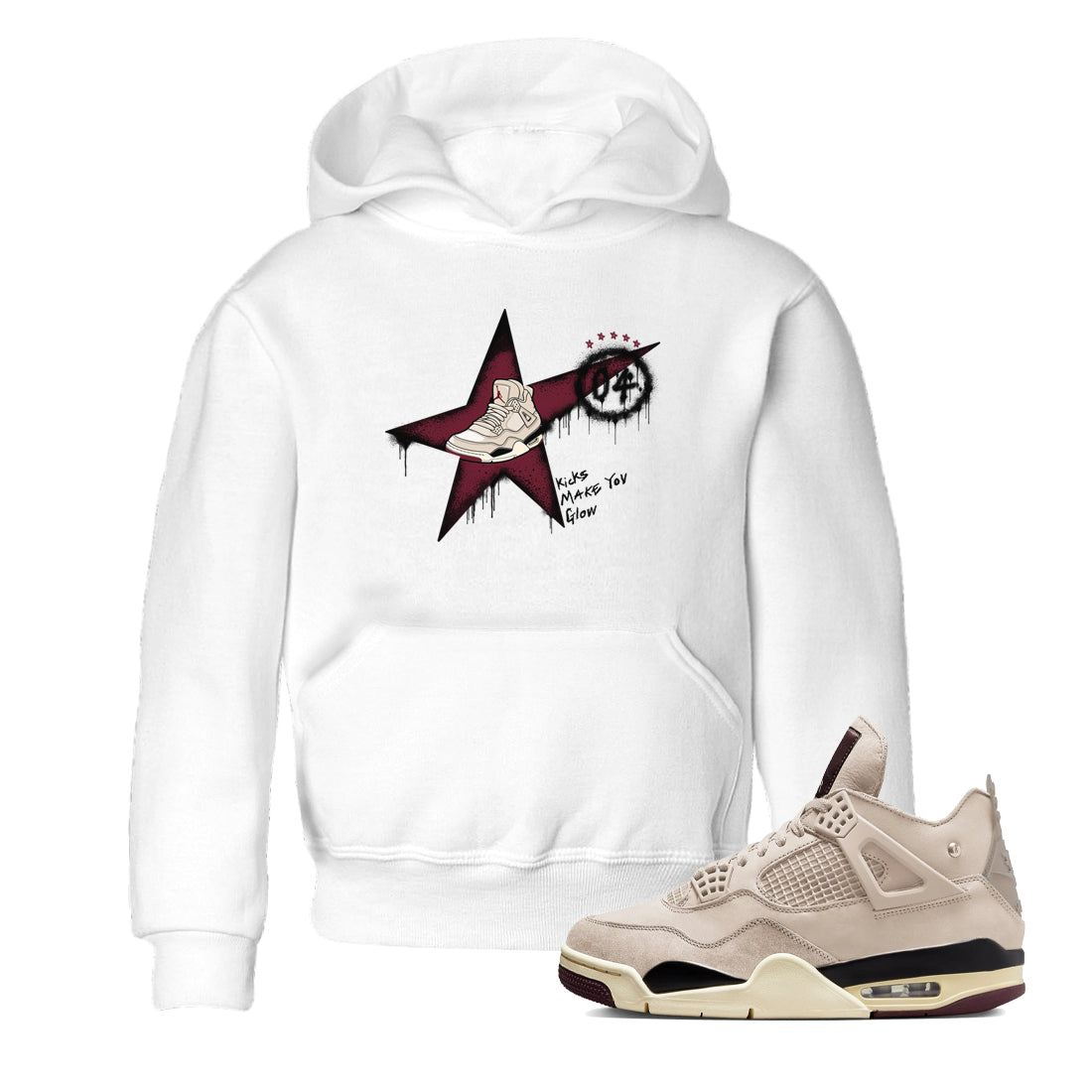 Kicks Make You Glow snkmatch Tees Kids - Air Jordan 4 A Ma Maniere x Fossil Stone