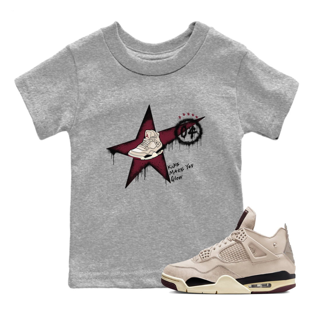 Kicks Make You Glow snkmatch Tees Kids - Air Jordan 4 A Ma Maniere x Fossil Stone