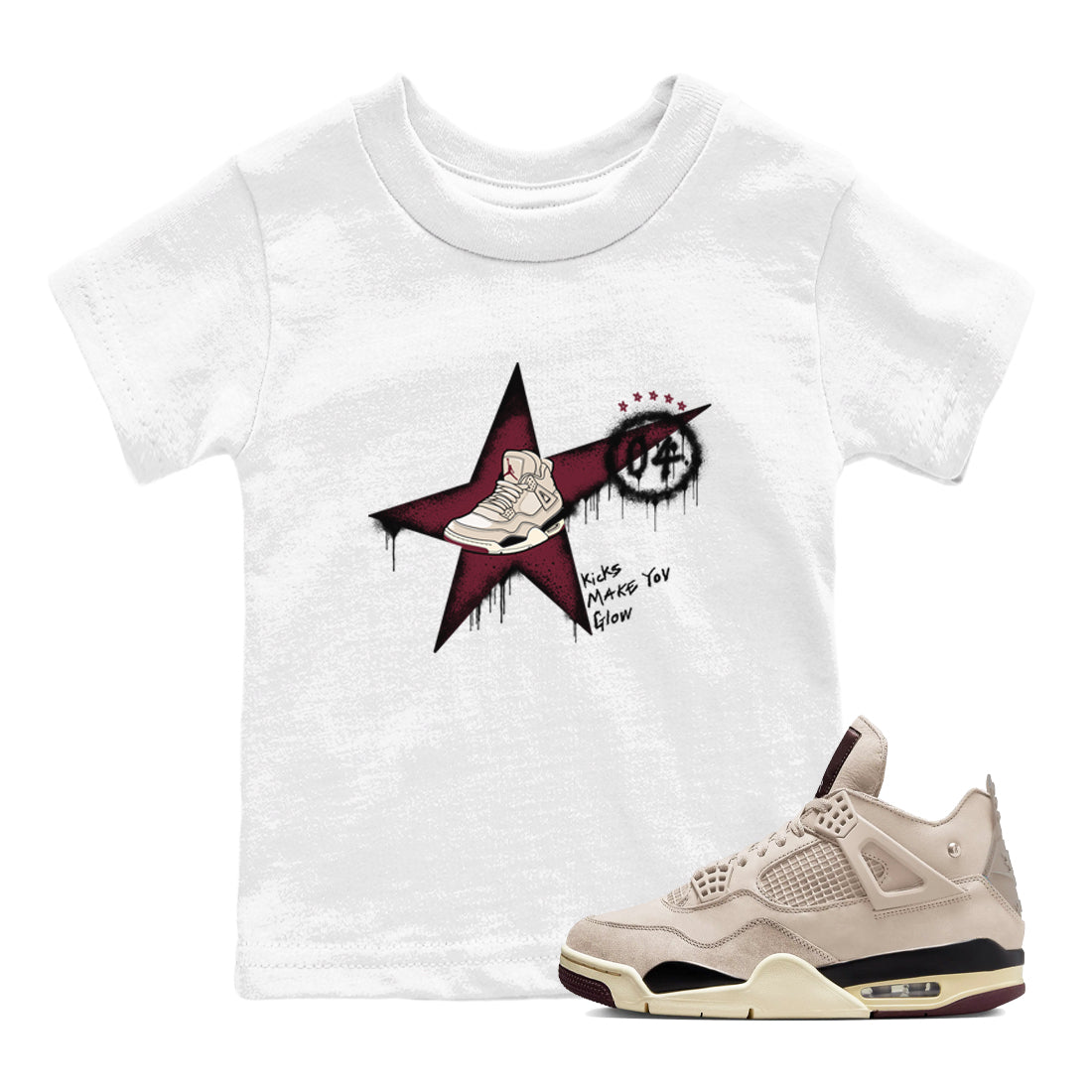 Kicks Make You Glow snkmatch Tees Kids - Air Jordan 4 A Ma Maniere x Fossil Stone