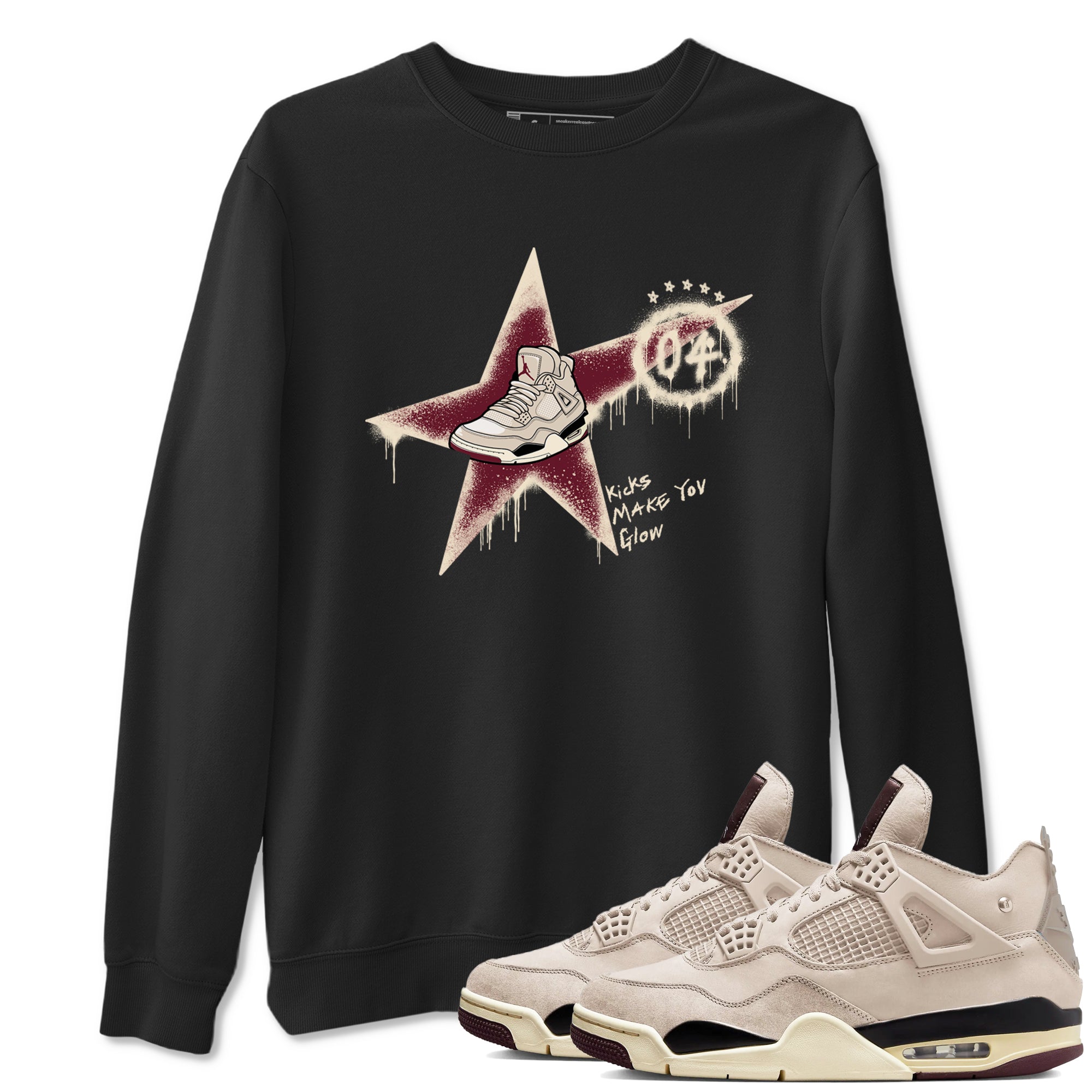 Kicks Make You Glow snkmatch Tees - Air Jordan 4 A Ma Maniere x Fossil Stone