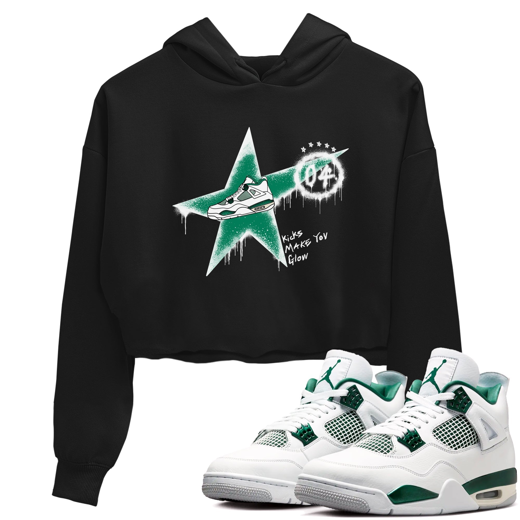 Kicks Make You Glow snkmatch Women's Top - Air Jordan 4 Oxidized Green