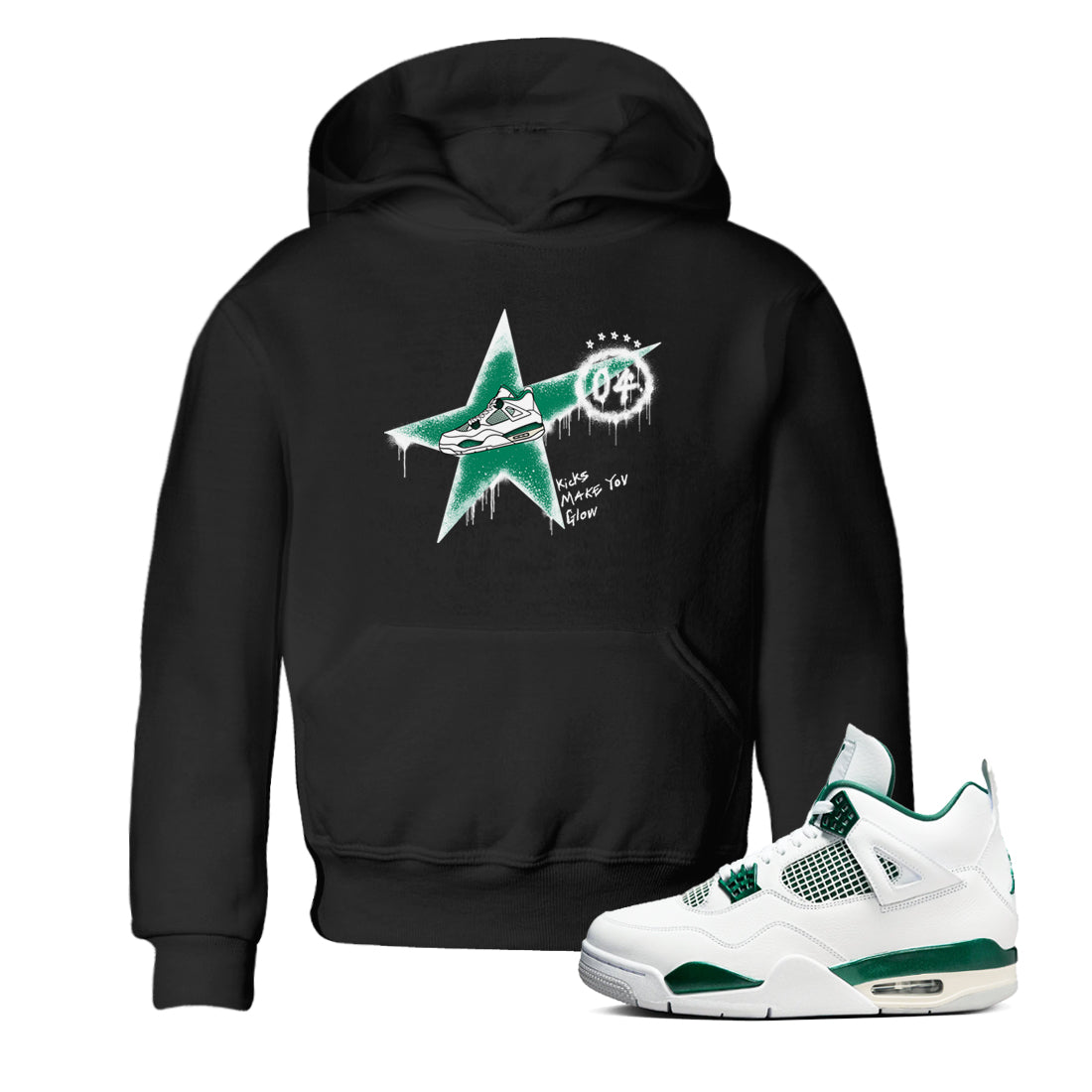 Kicks Make You Glow snkmatch Tees Kids - Air Jordan 4 Oxidized Green