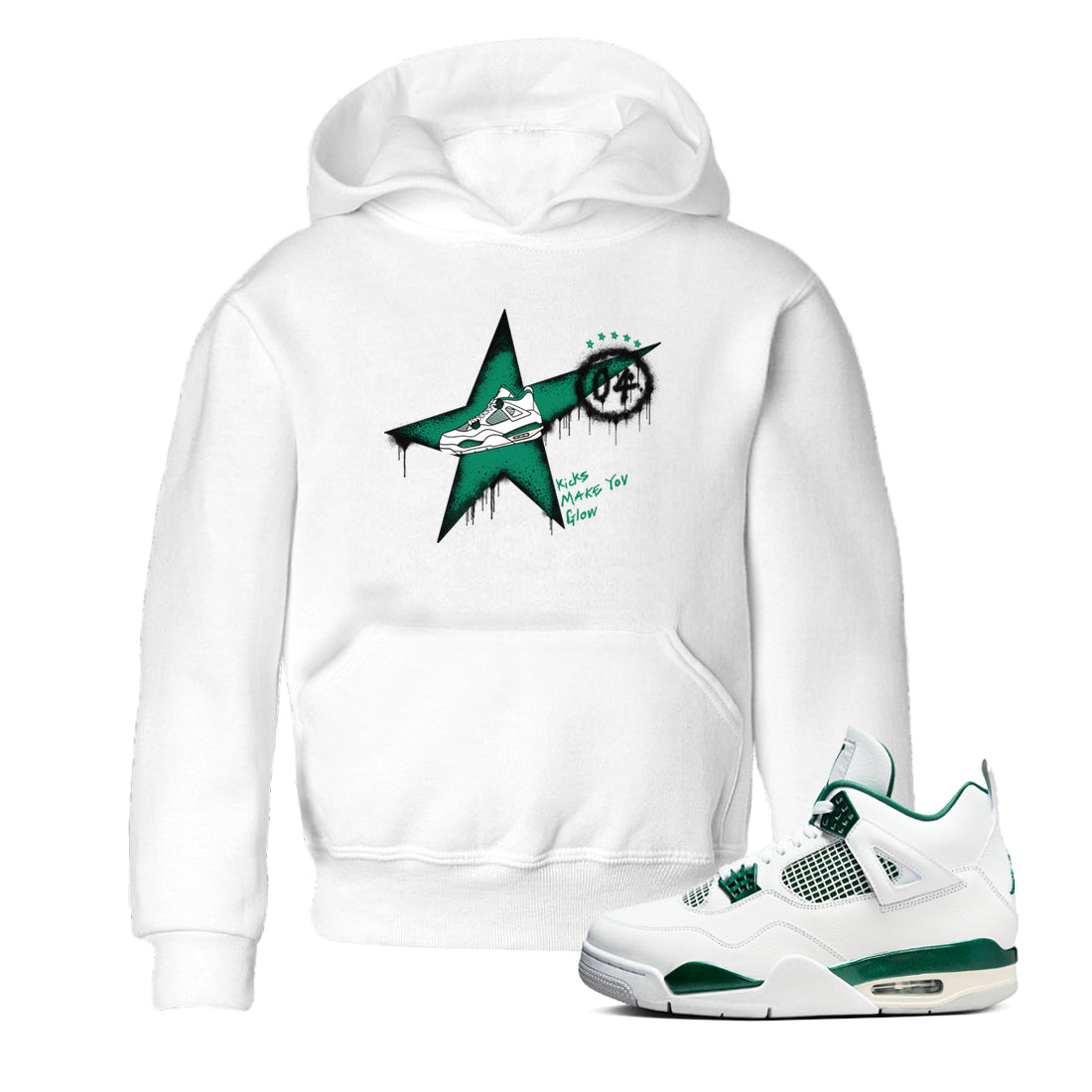 Kicks Make You Glow snkmatch Tees Kids - Air Jordan 4 Oxidized Green