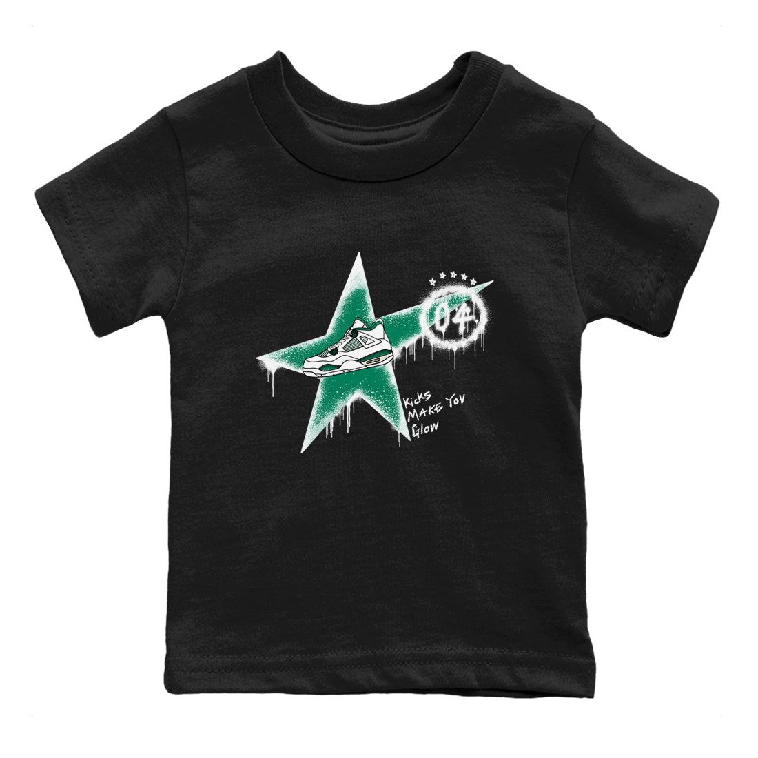 Kicks Make You Glow snkmatch Tees Kids - Air Jordan 4 Oxidized Green