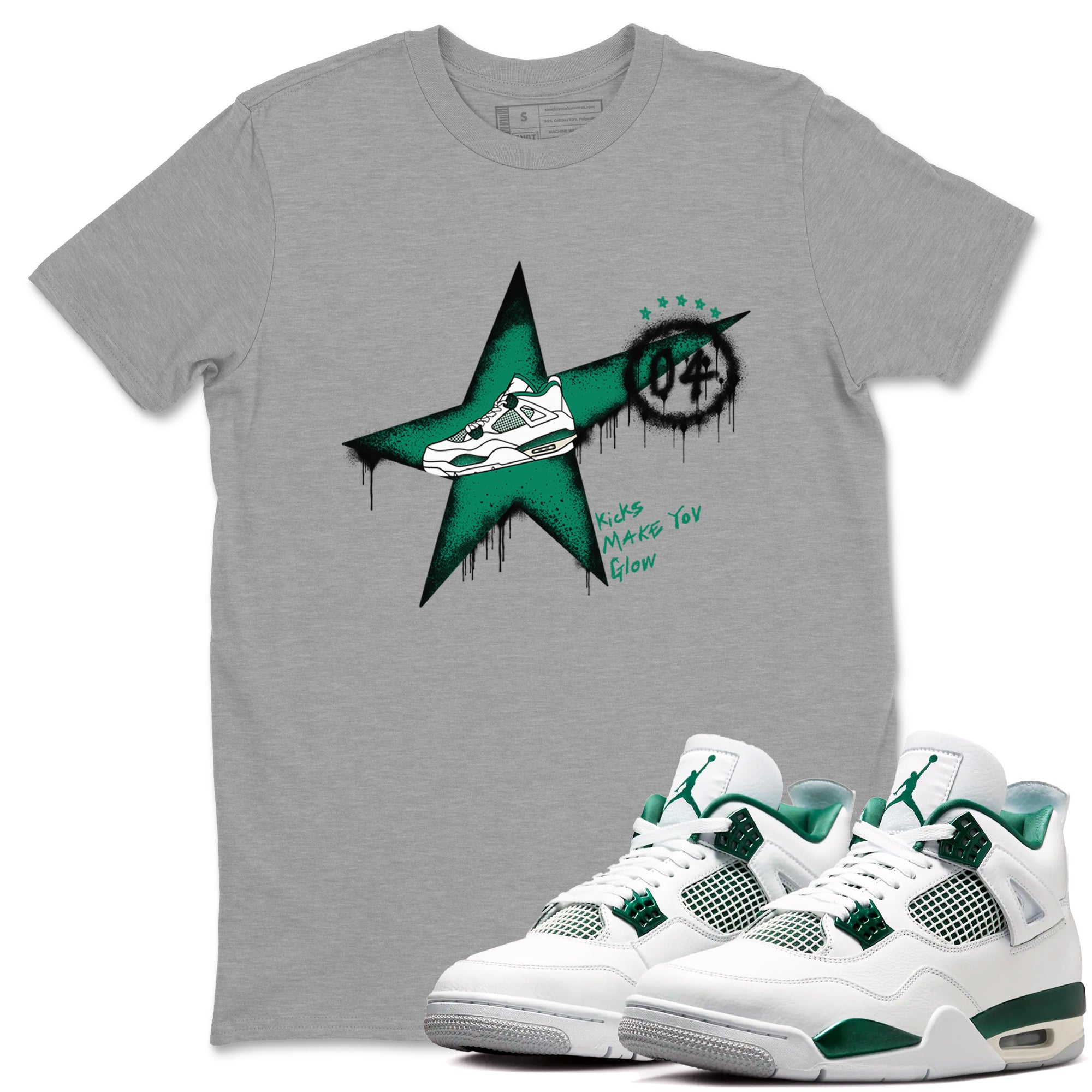 Kicks Make You Glow snkmatch Tees - Air Jordan 4 Oxidized Green