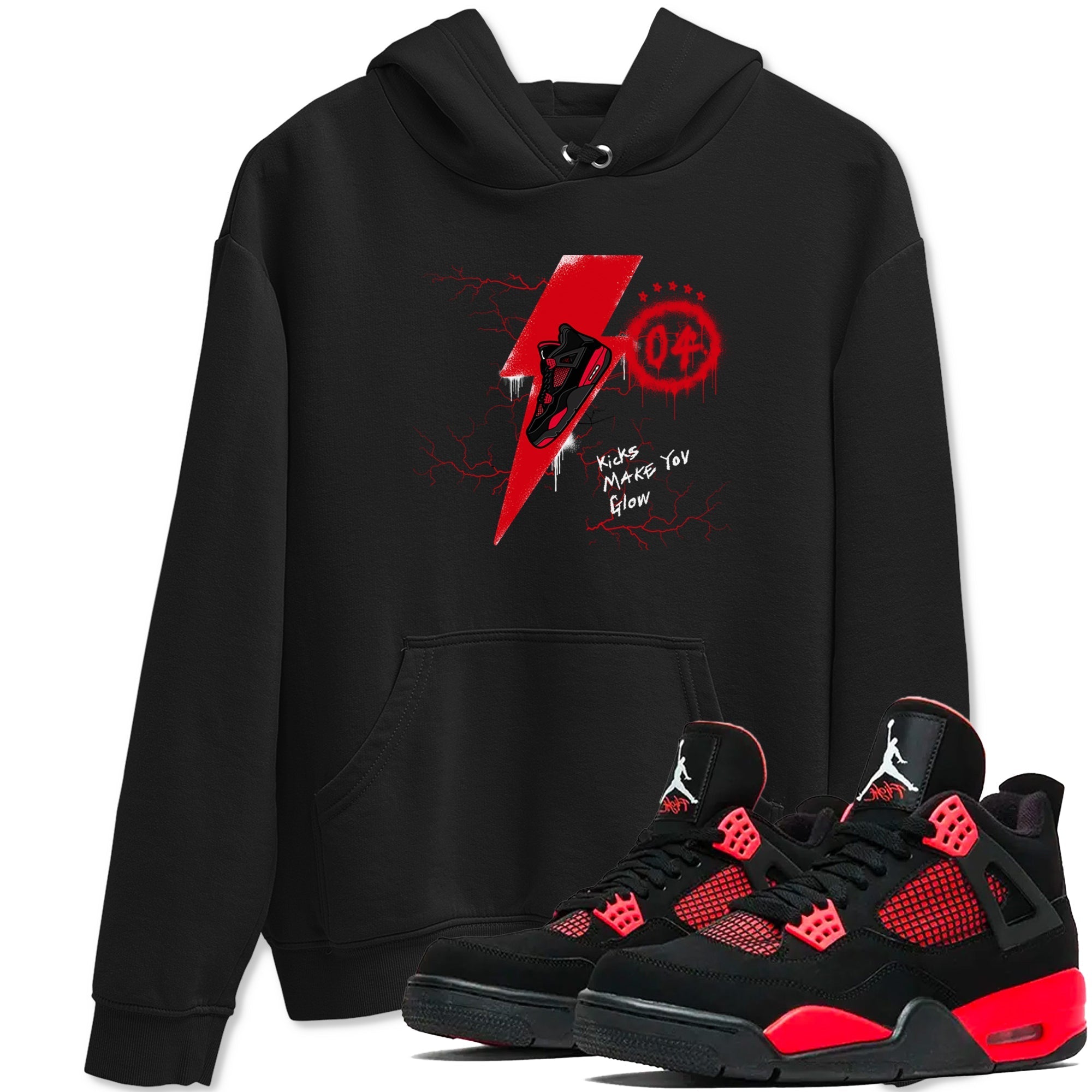 Kicks Make You Glow snkmatch Tees - Air Jordan 4 Red Thunder