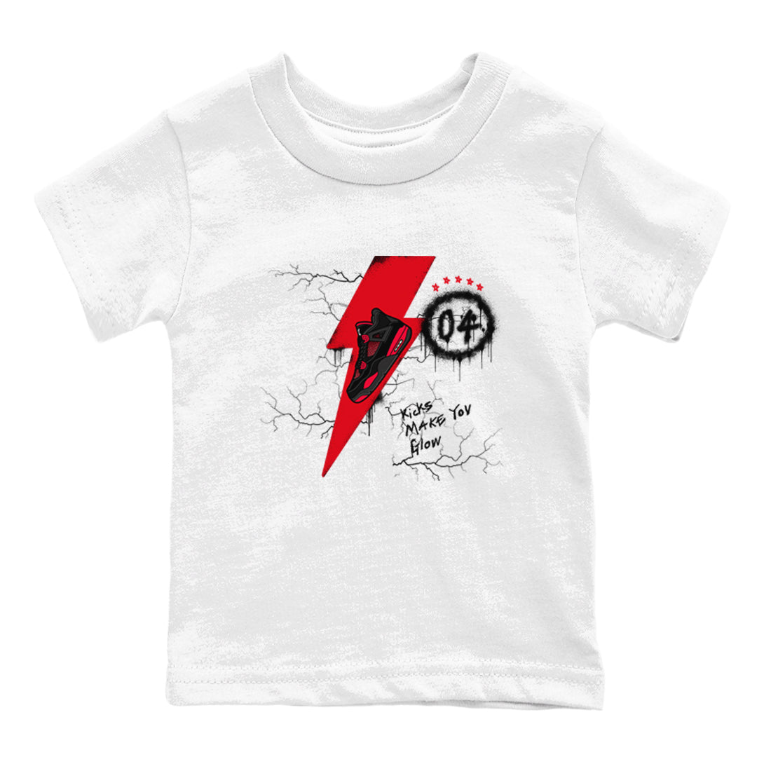 Kicks Make You Glow snkmatch Tees Kids - Air Jordan 4 Red Thunder