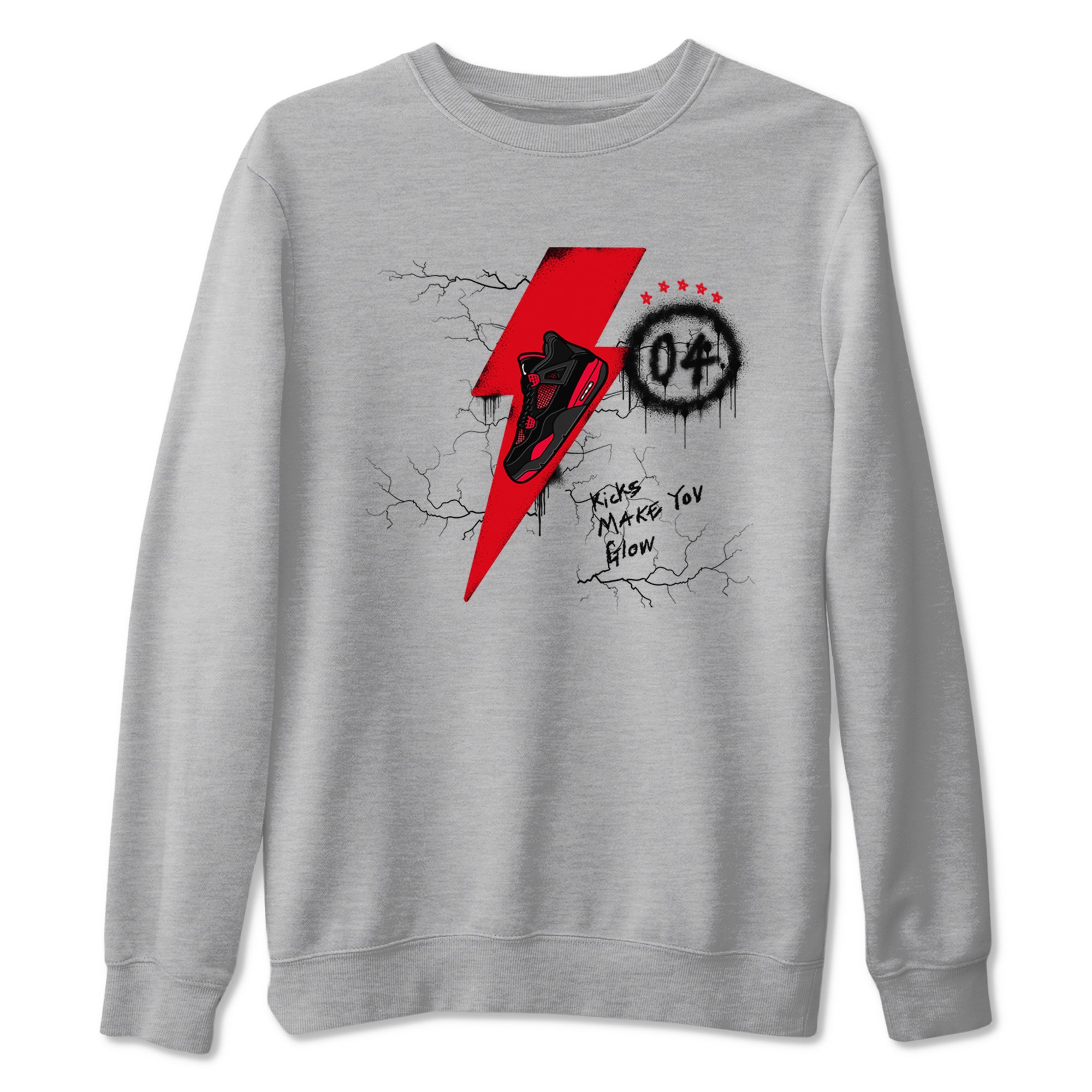 Kicks Make You Glow snkmatch Tees - Air Jordan 4 Red Thunder
