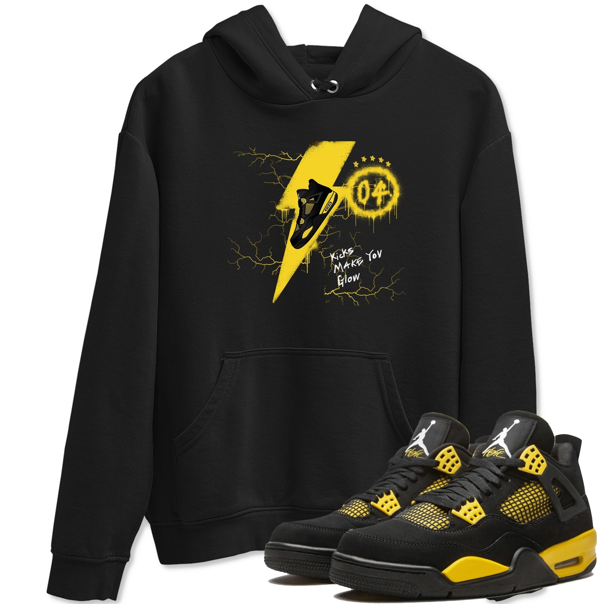 Kicks Make You Glow snkmatch Tees - Air Jordan 4 Thunder