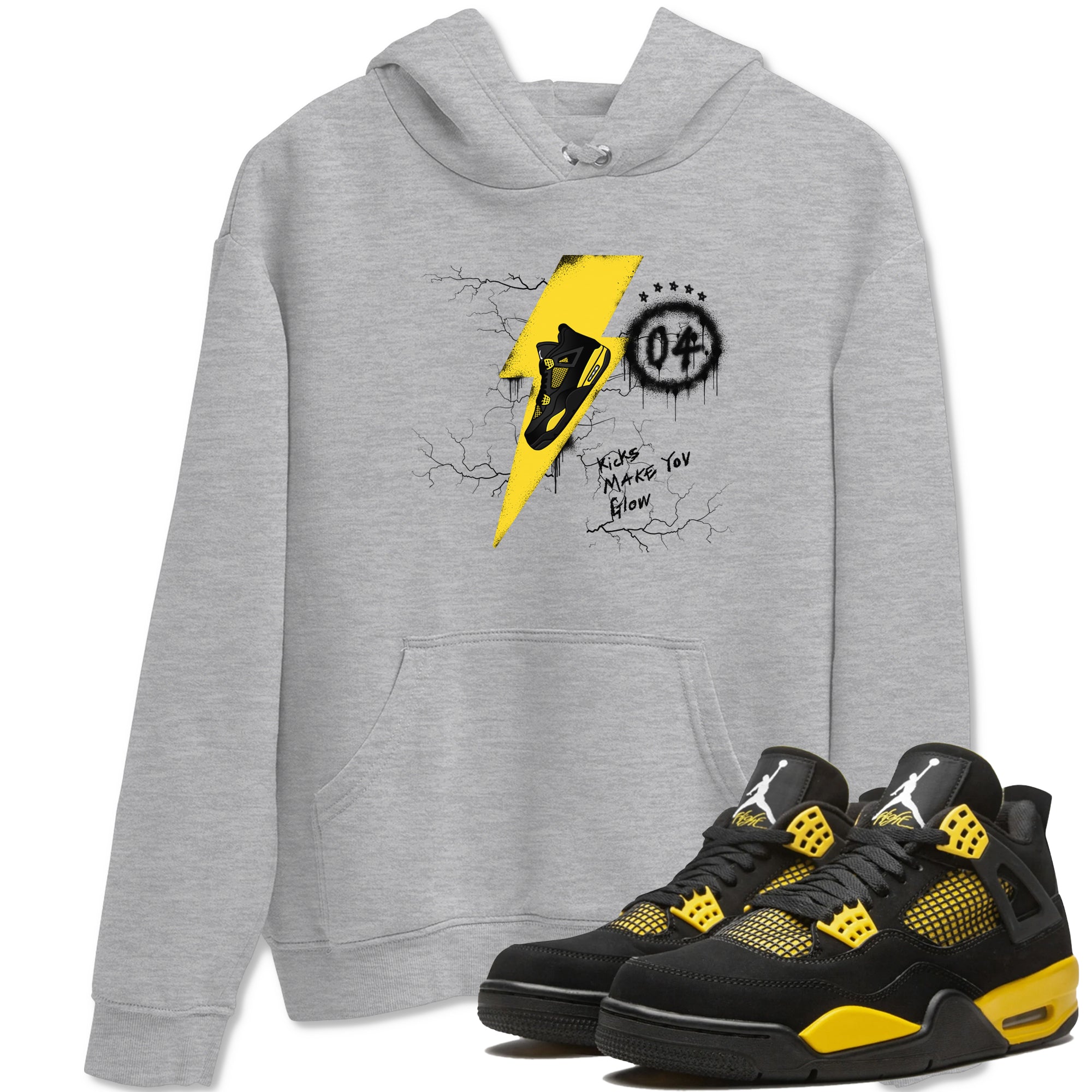 Kicks Make You Glow snkmatch Tees - Air Jordan 4 Thunder