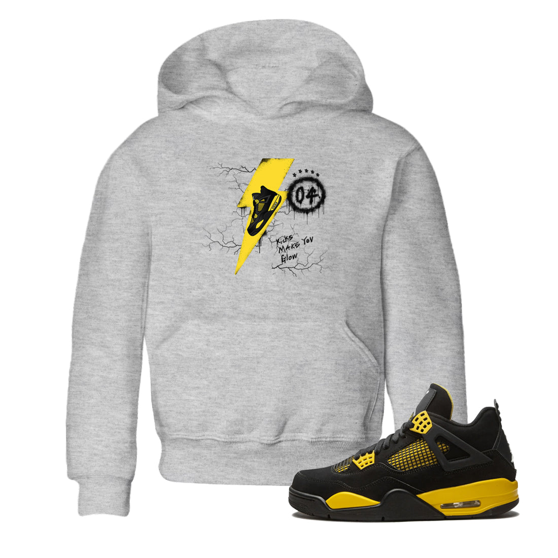 Kicks Make You Glow snkmatch Tees Kids - Air Jordan 4 Thunder