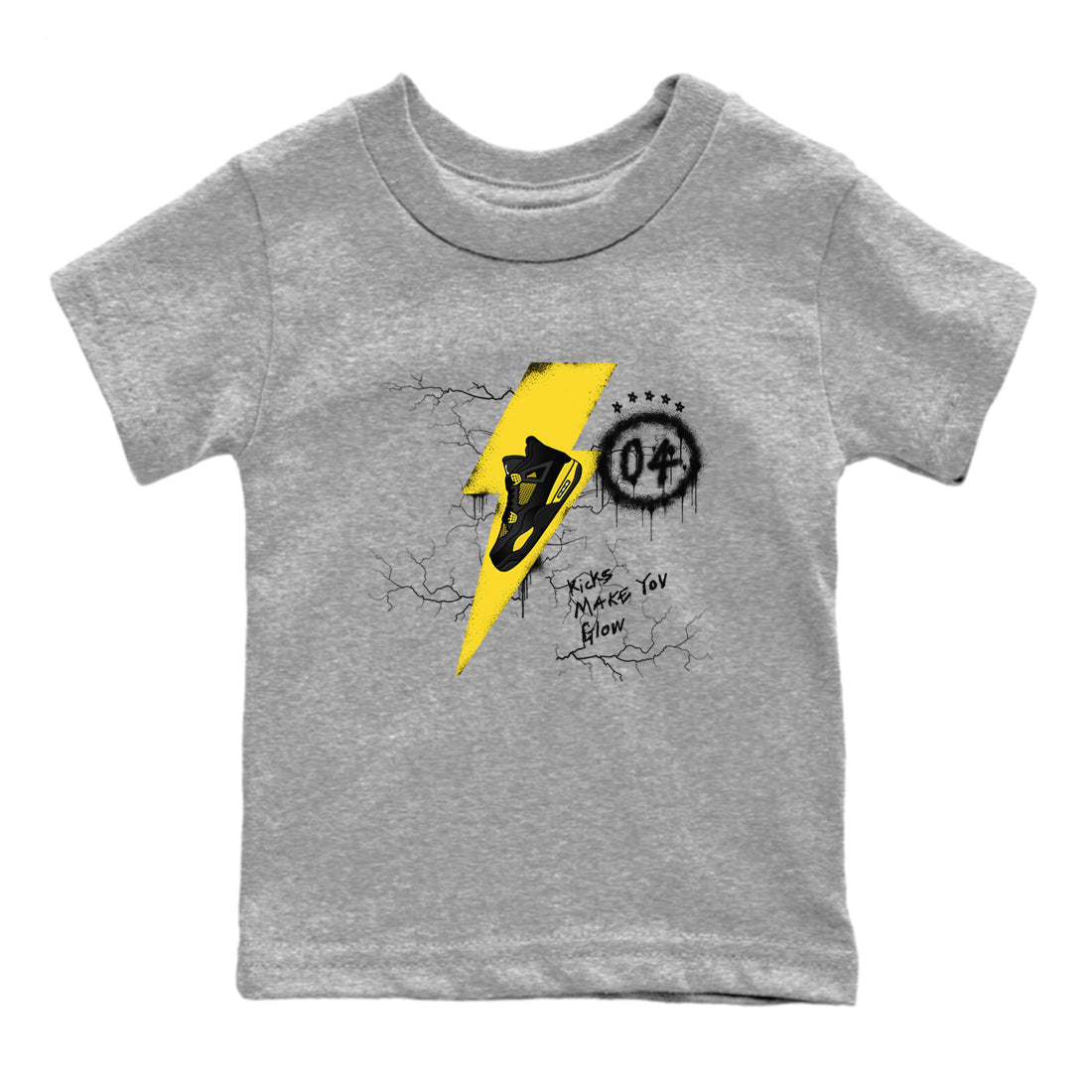 Kicks Make You Glow snkmatch Tees Kids - Air Jordan 4 Thunder