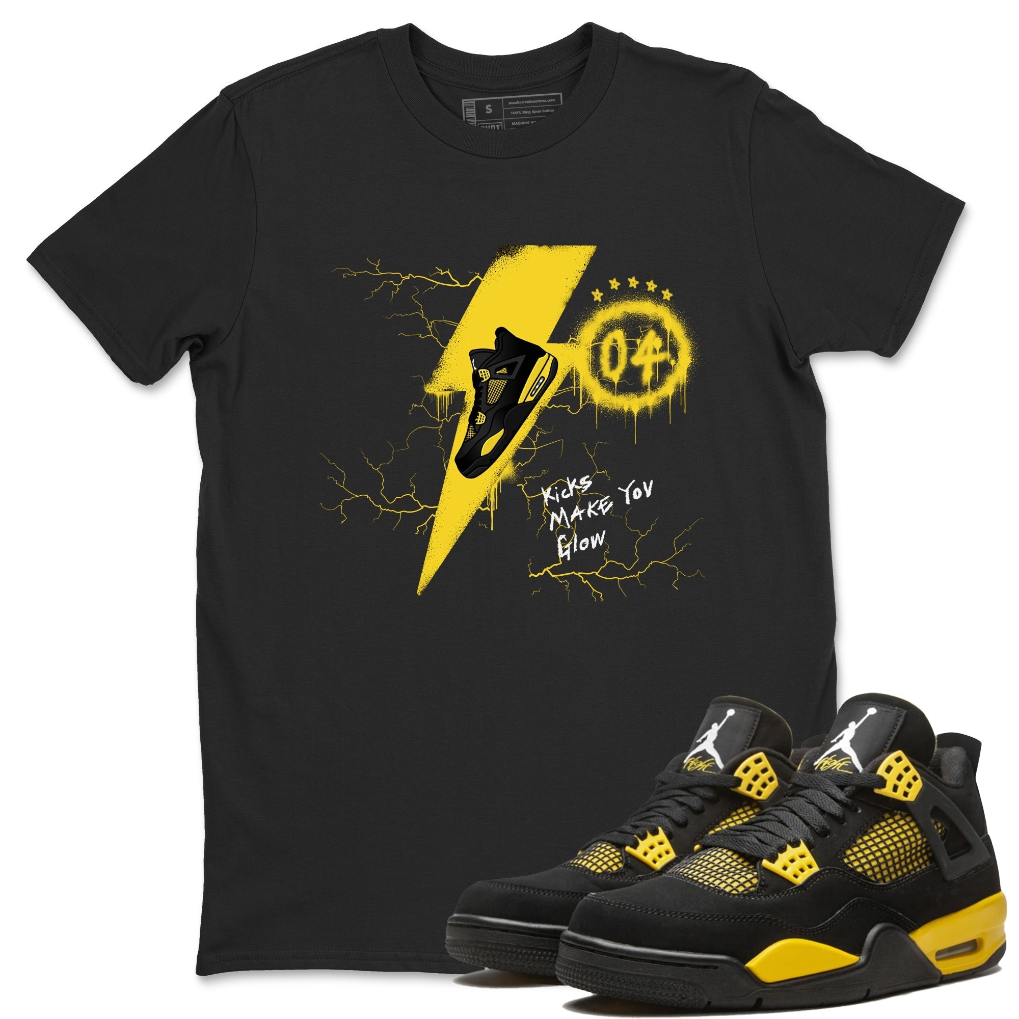 Kicks Make You Glow snkmatch Tees - Air Jordan 4 Thunder