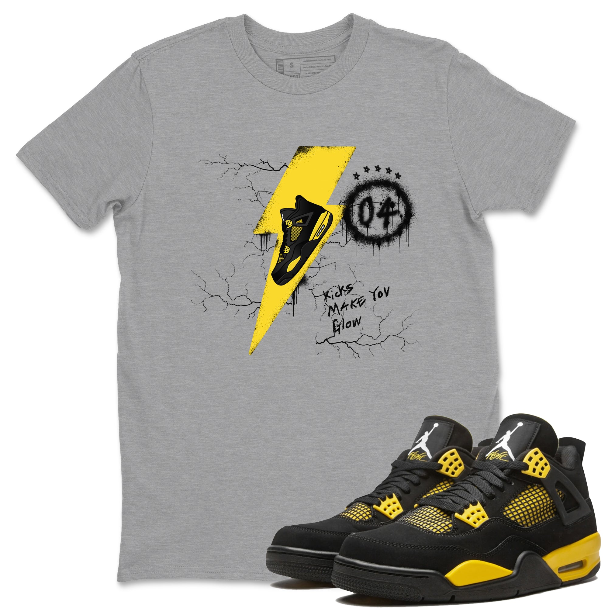 Kicks Make You Glow snkmatch Tees - Air Jordan 4 Thunder