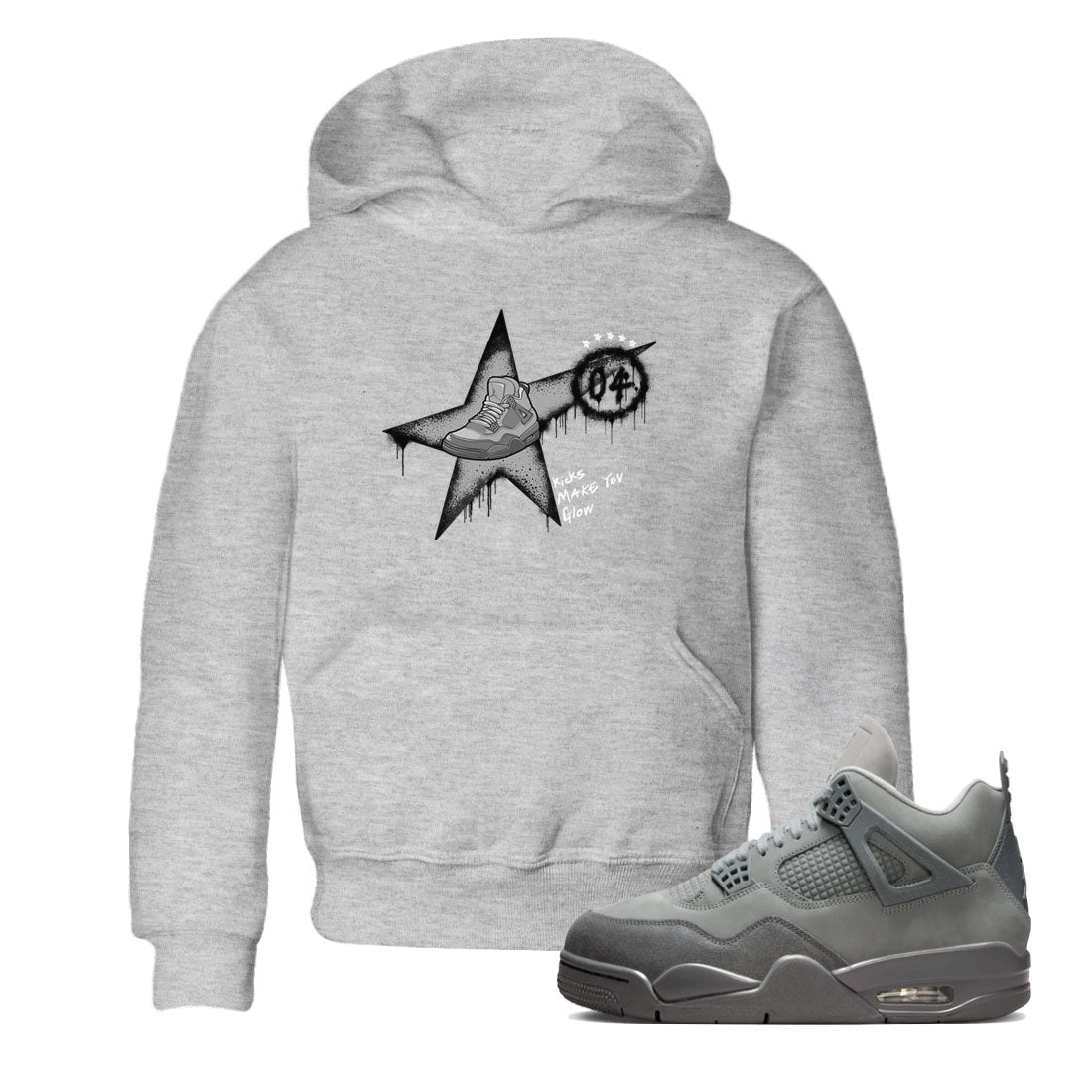 Kicks Make You Glow snkmatch Tees Kids - Air Jordan 4 Wet Cement