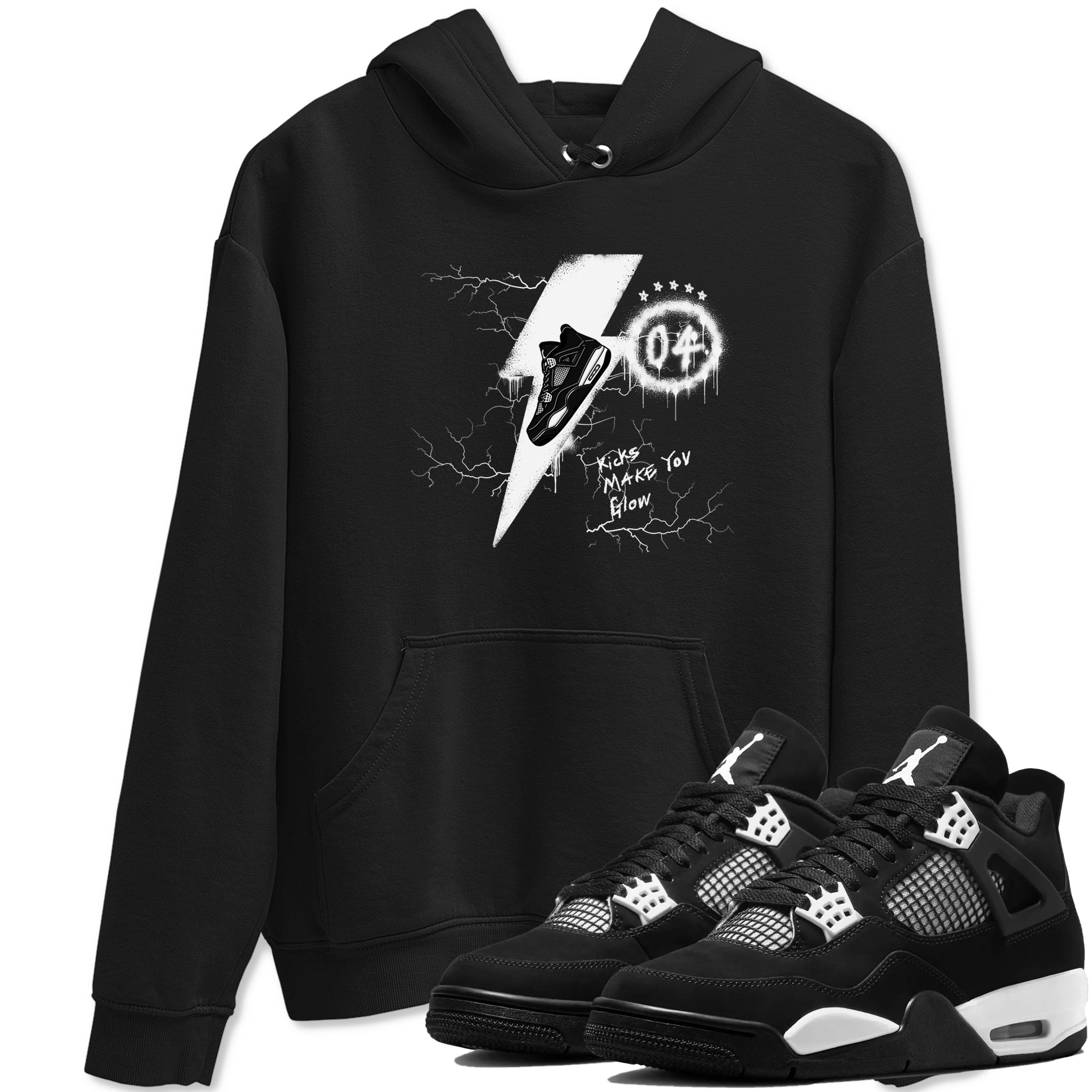 Kicks Make You Glow snkmatch Tees - Air Jordan 4 White Thunder