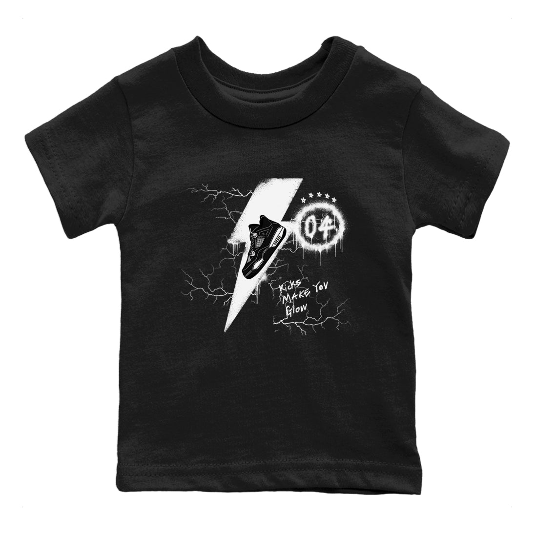 Kicks Make You Glow snkmatch Tees Kids - Air Jordan 4 White Thunder