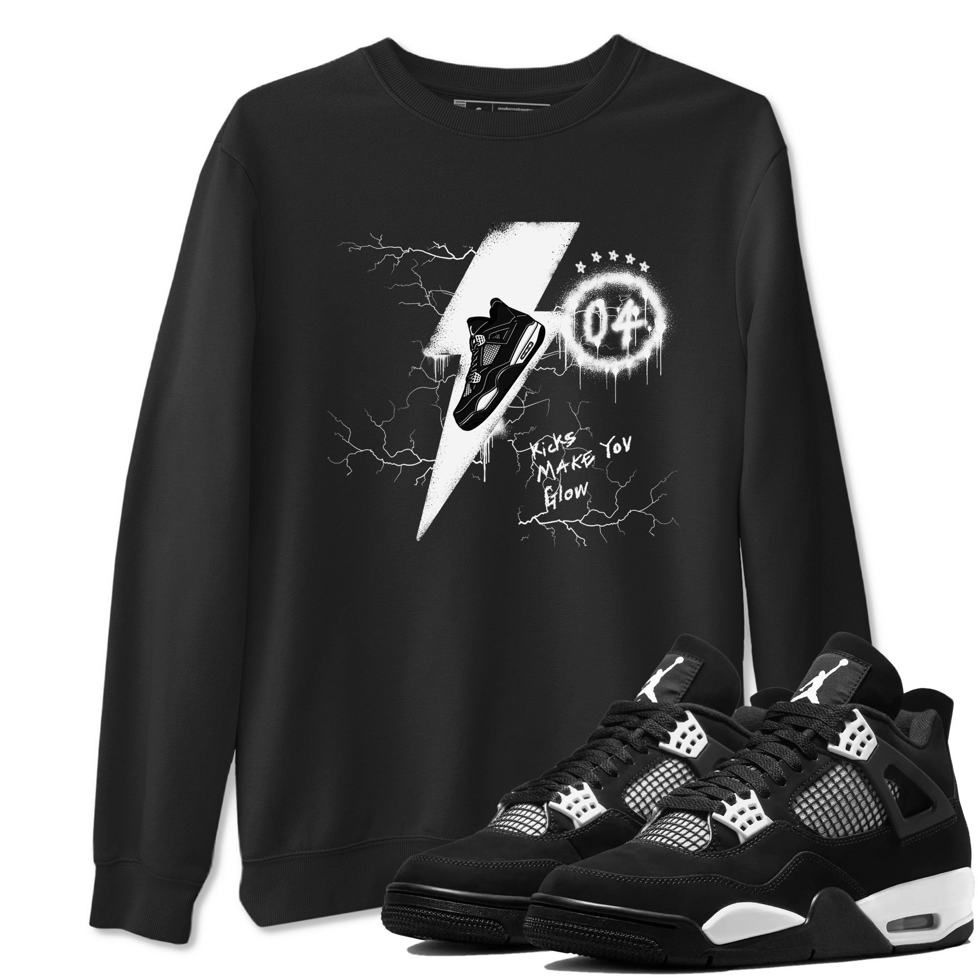Kicks Make You Glow snkmatch Tees - Air Jordan 4 White Thunder