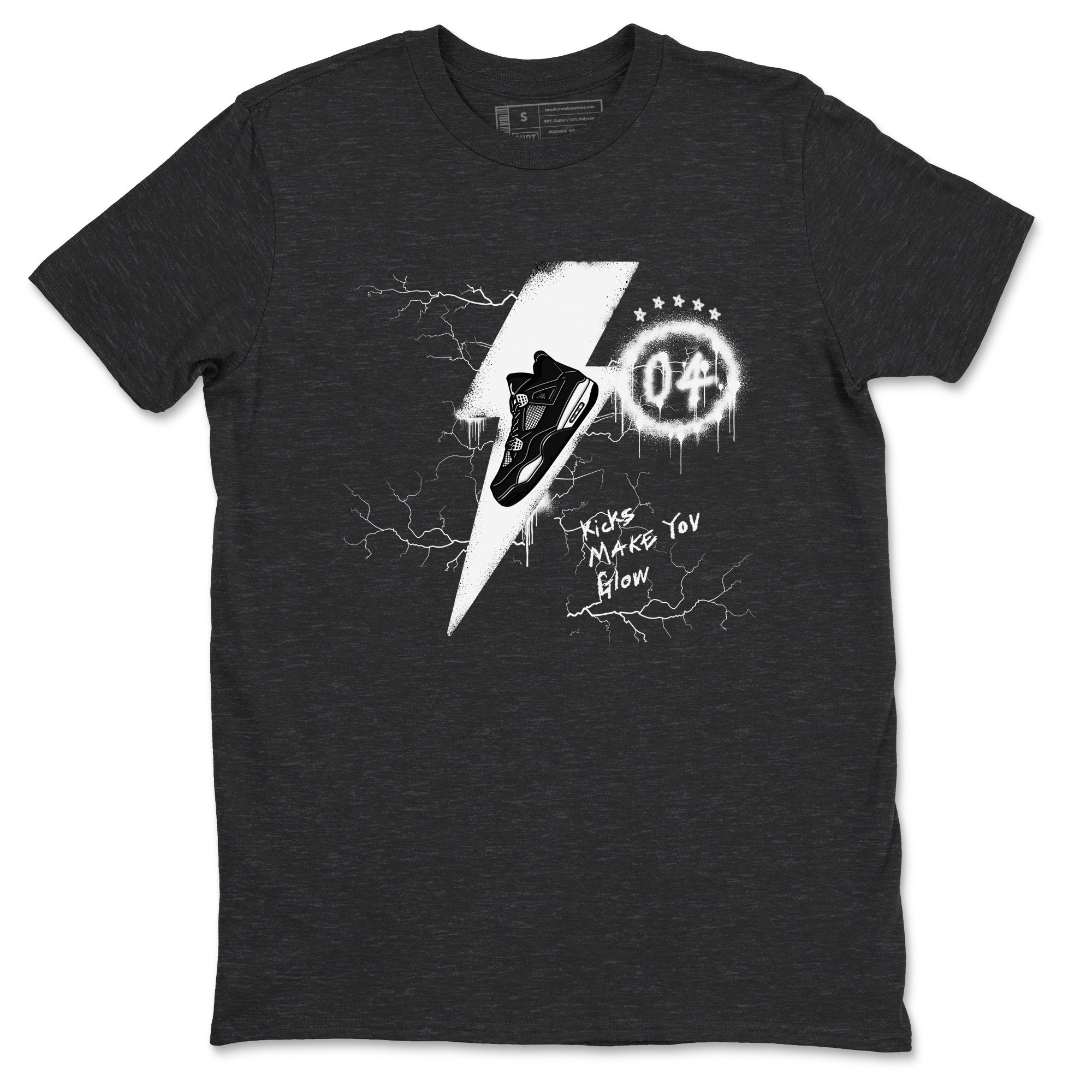 Kicks Make You Glow snkmatch Tees - Air Jordan 4 White Thunder