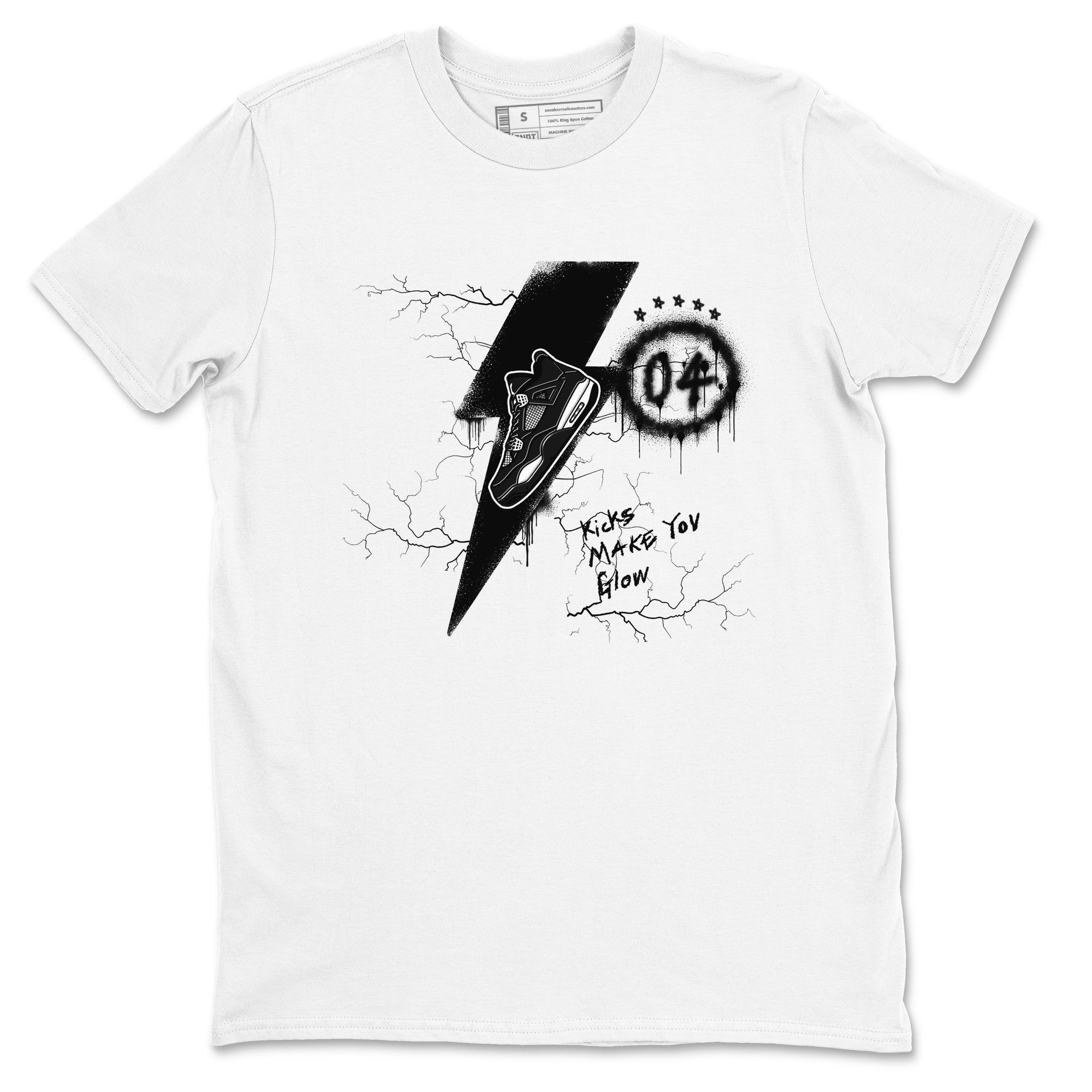 Kicks Make You Glow snkmatch Tees - Air Jordan 4 White Thunder