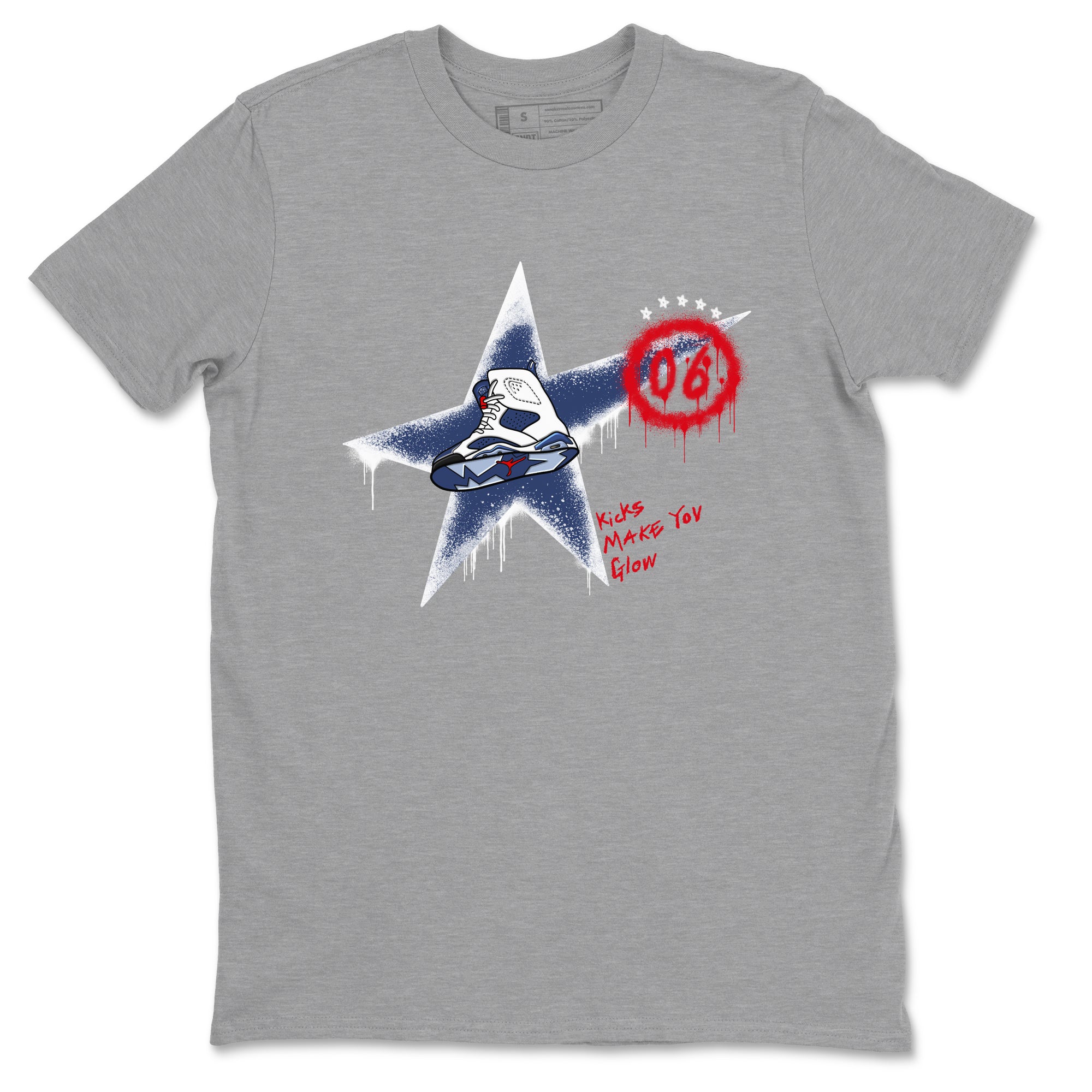 Kicks Make You Glow snkmatch Tees - Air Jordan 6 White And Midnight Navy