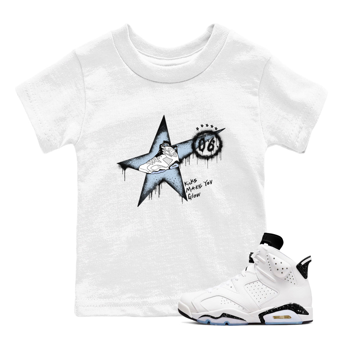 Kicks Make You Glow snkmatch Tees Kids - Air Jordan 6 White Black