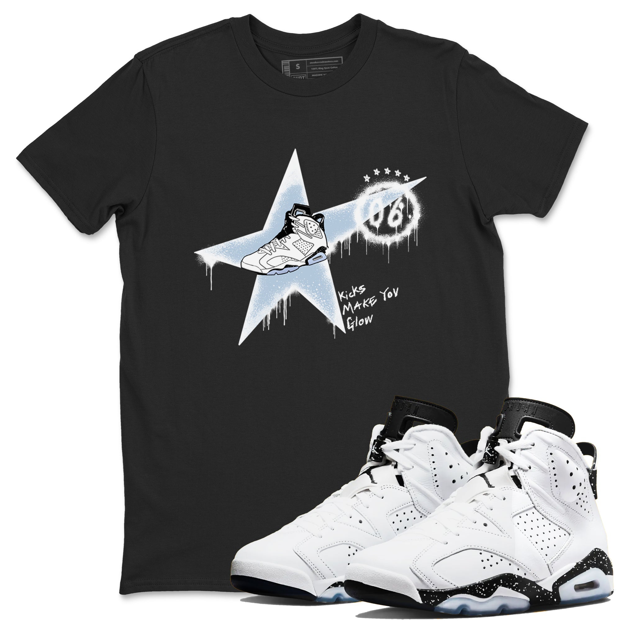 Kicks Make You Glow snkmatch Tees - Air Jordan 6 White Black