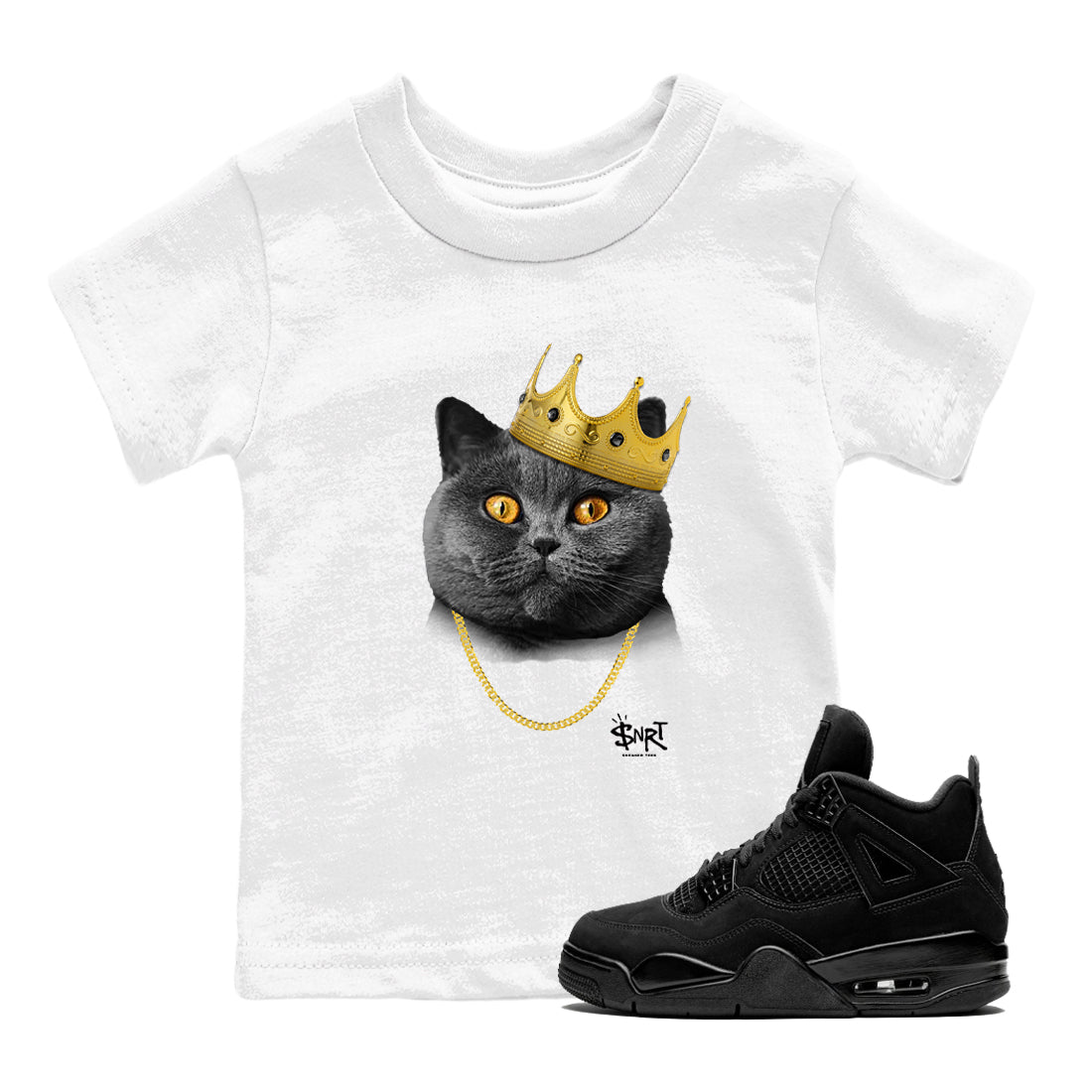 King Black Cat snkmatch Tees Kids - Air Jordan 4 Black Cat