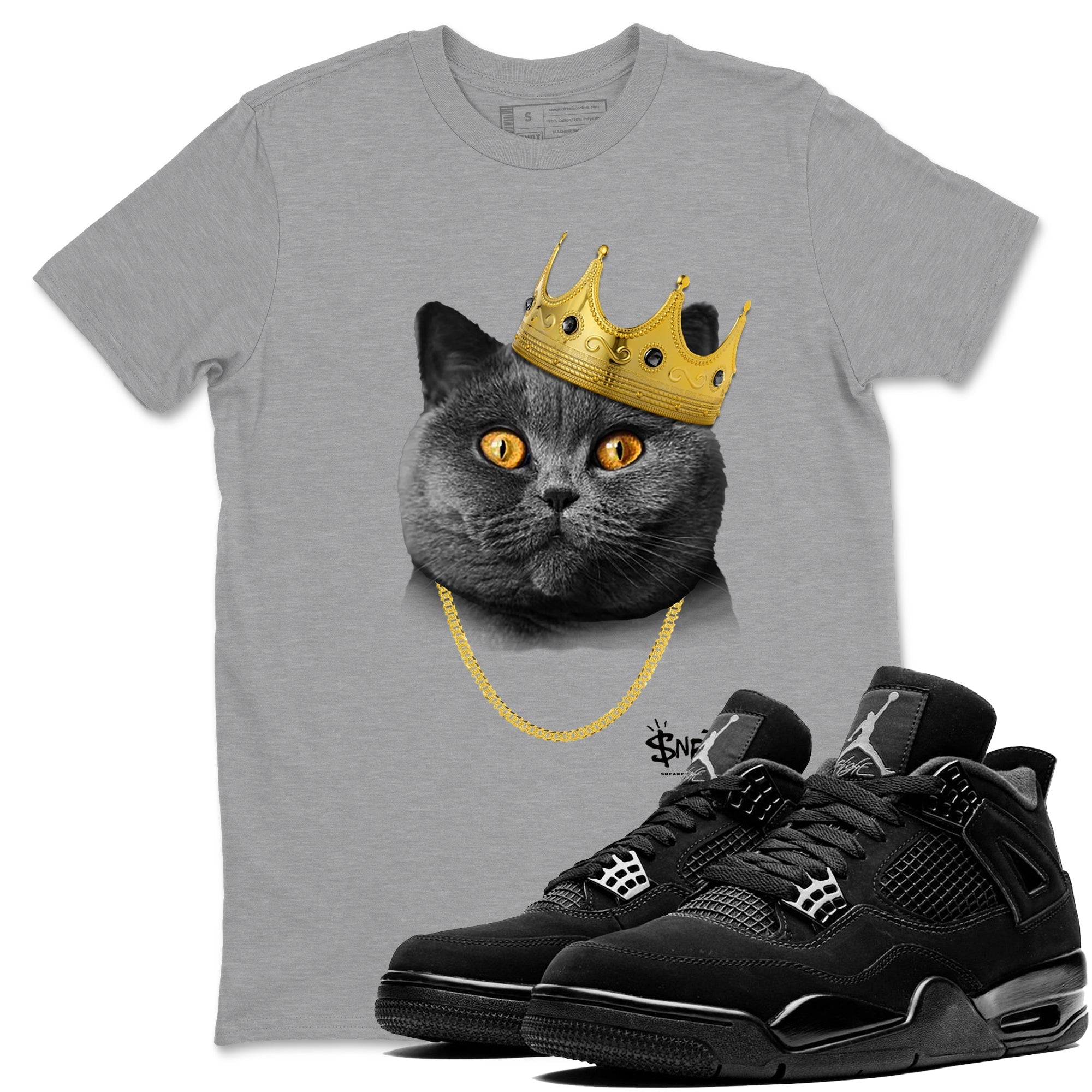 King Black Cat snkmatch Tees - Air Jordan 4 Black Cat