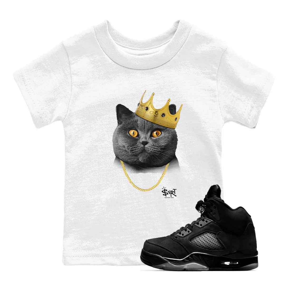 King Black Cat snkmatch Tees Kids - Air Jordan 5 Black Cat