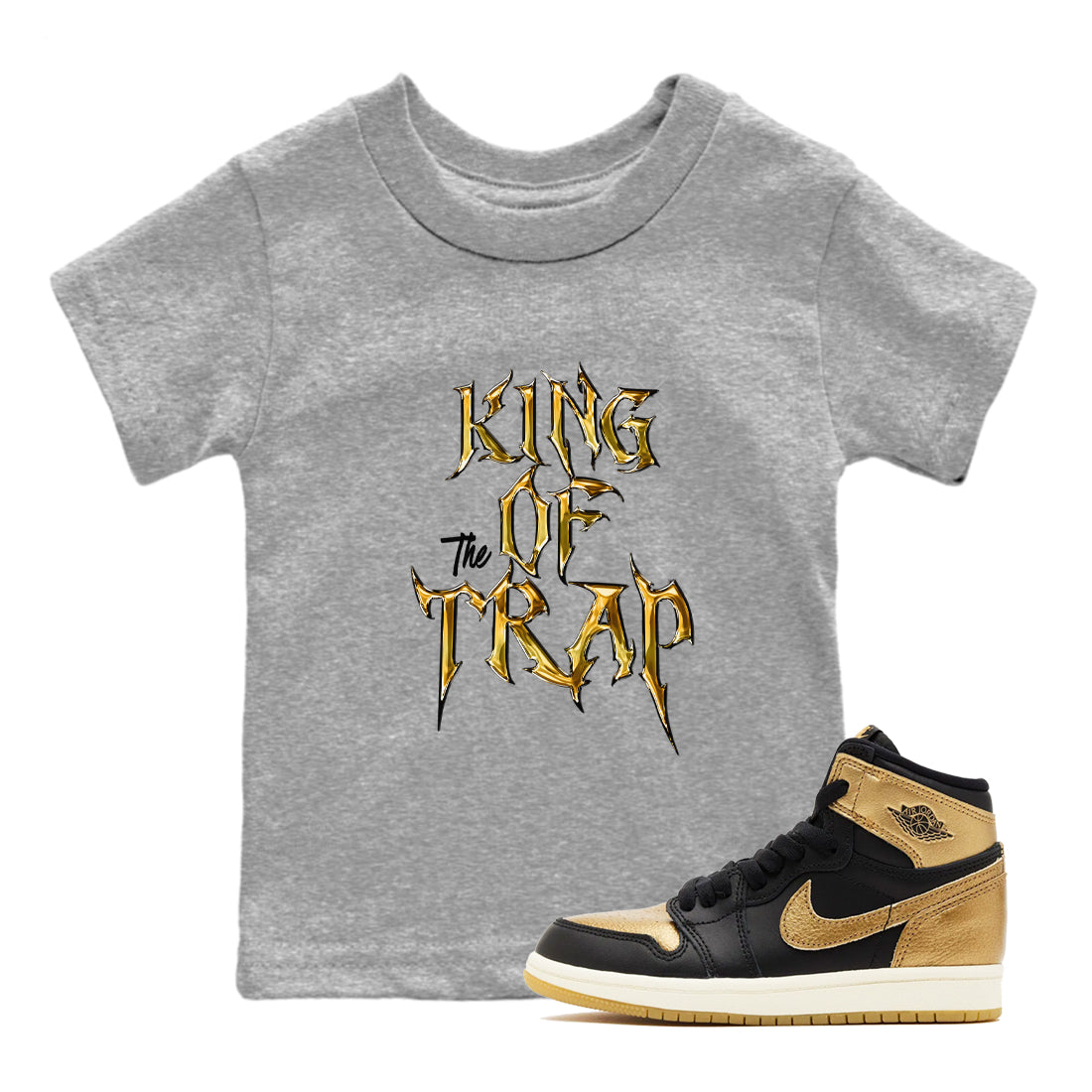 King Of The Trap snkmatch Tees Kids - Air Jordan 1 Black Metallic Gold