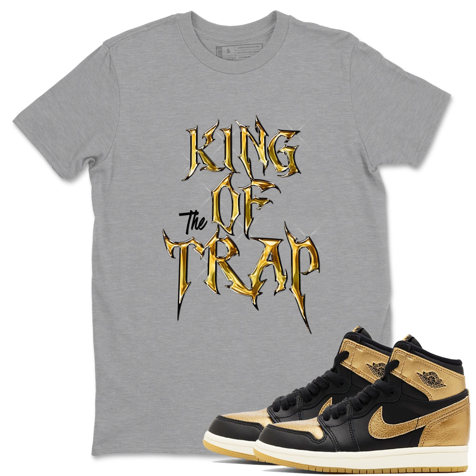 King Of The Trap snkmatch Tees - Air Jordan 1 Black Metallic Gold