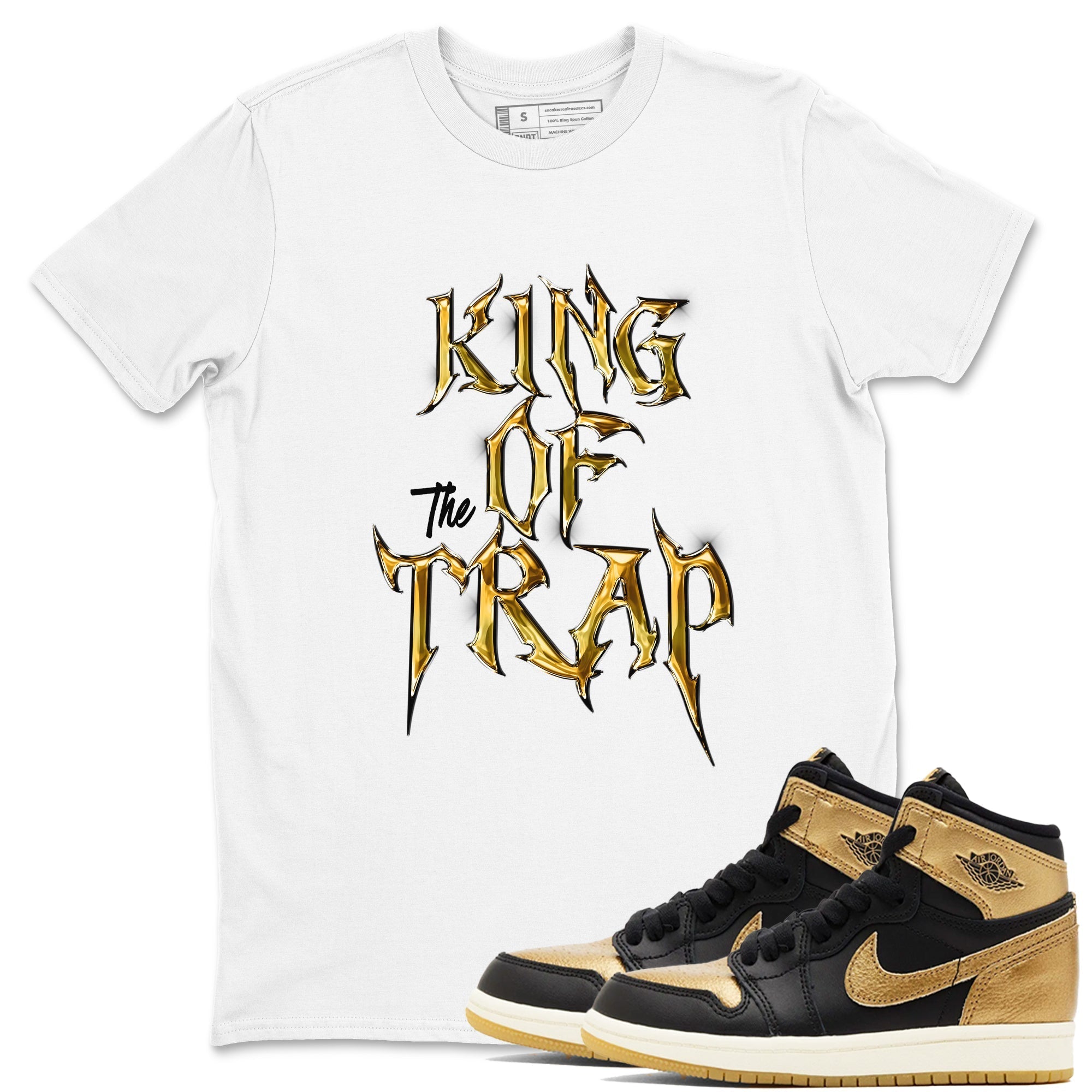 King Of The Trap snkmatch Tees - Air Jordan 1 Black Metallic Gold