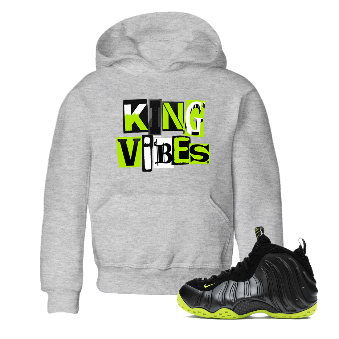 King Vibes snkmatch Tees Kids - Air Foamposite One Black Volt