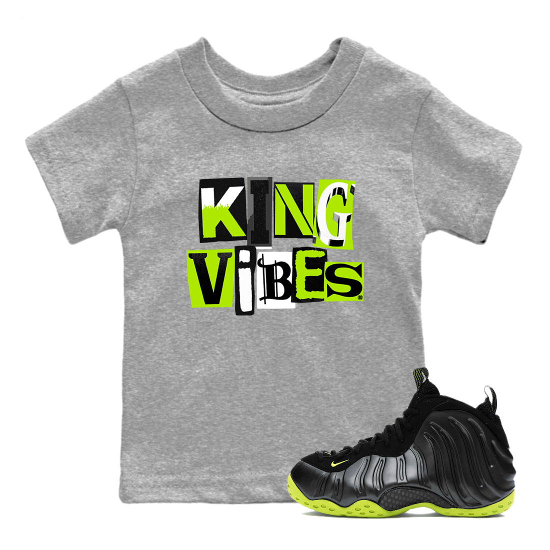 King Vibes snkmatch Tees Kids - Air Foamposite One Black Volt