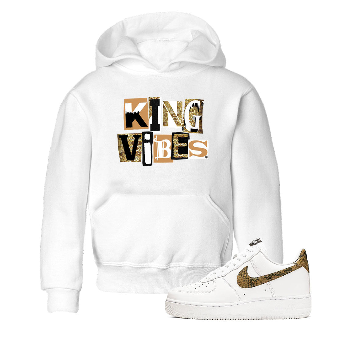 King Vibes snkmatch Tees Kids - Air Force 1 Ivory Snake