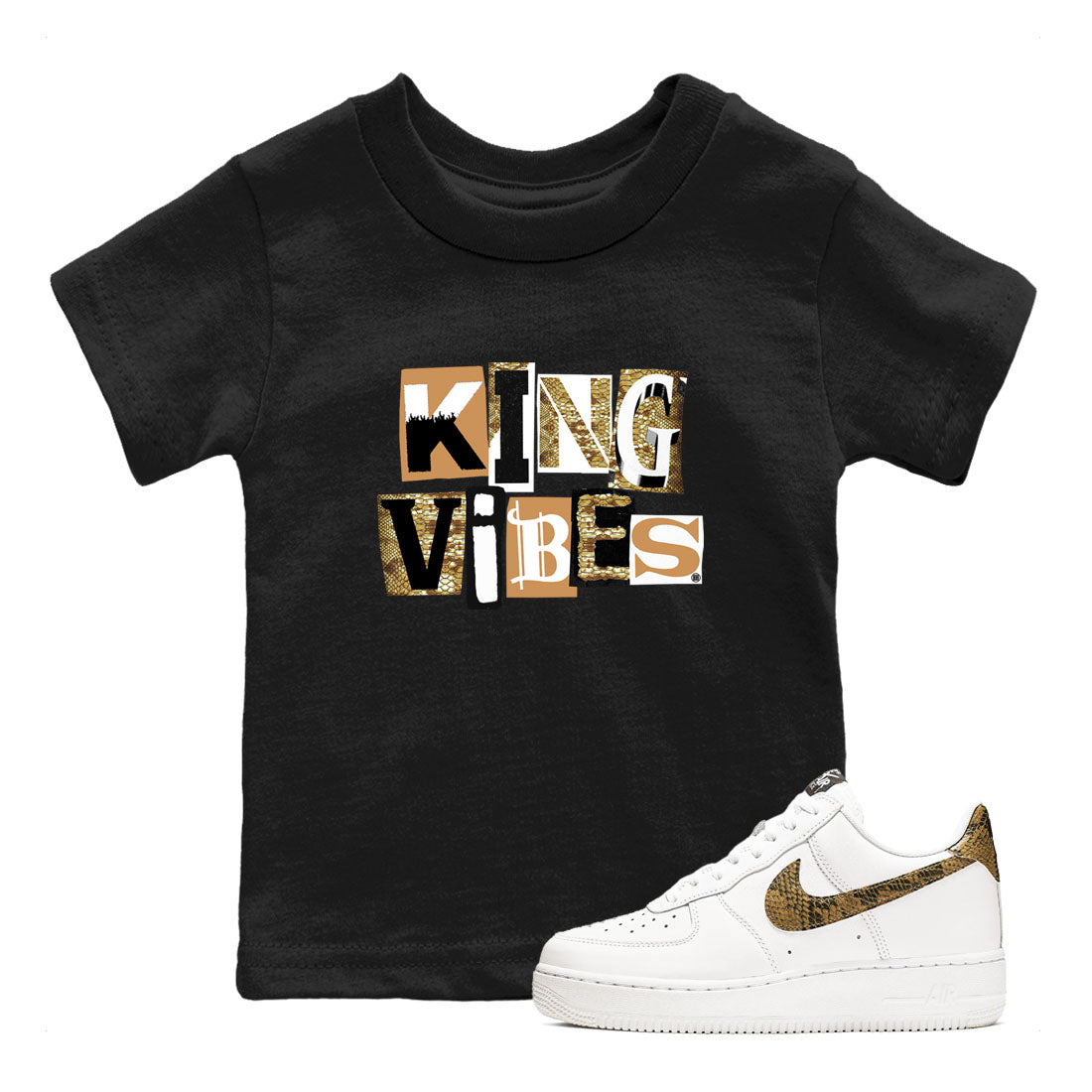 King Vibes snkmatch Tees Kids - Air Force 1 Ivory Snake