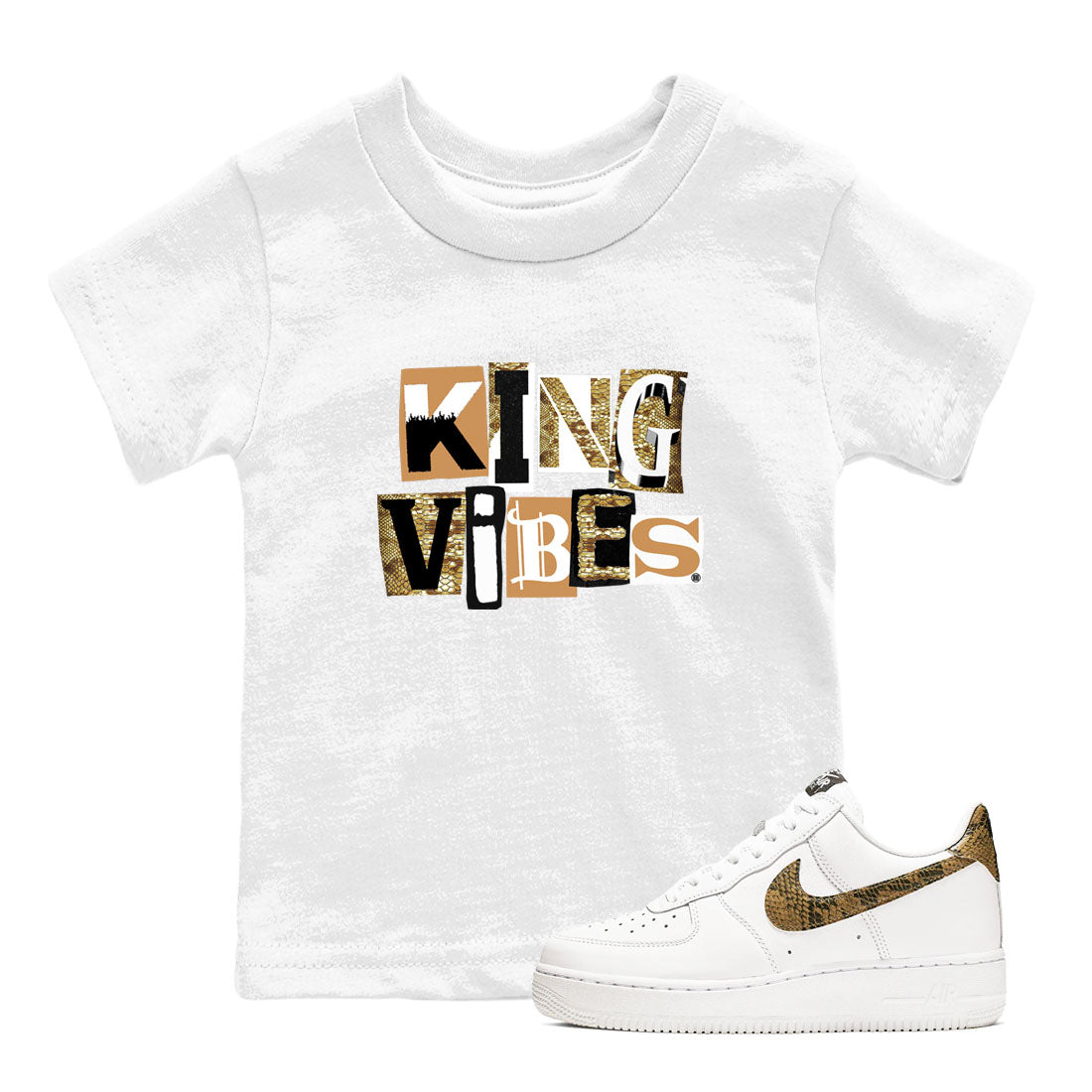 King Vibes snkmatch Tees Kids - Air Force 1 Ivory Snake