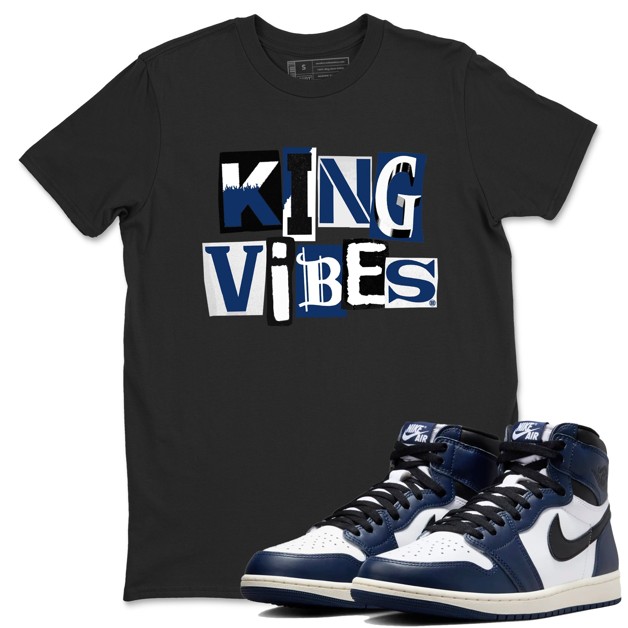 King Vibes snkmatch Tees - Air Jordan 1 Midnight Navy