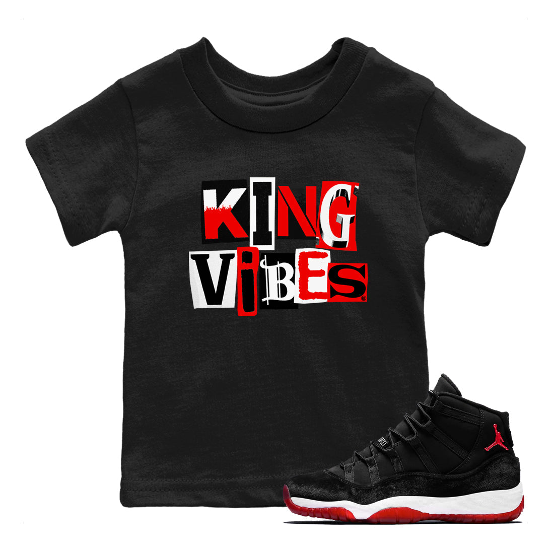 King Vibes snkmatch Tees Kids - Air Jordan 11 Bred Velvet