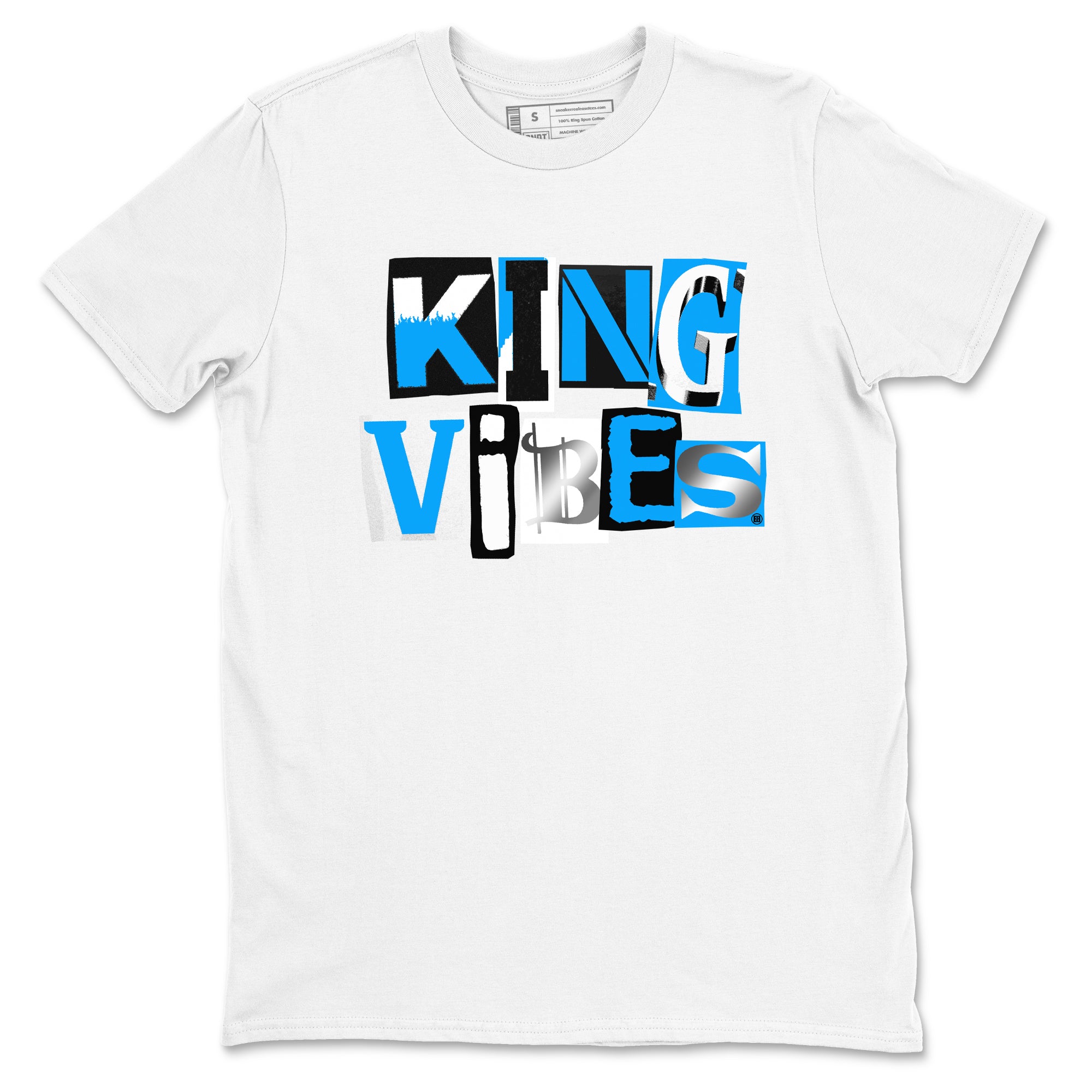 King Vibes snkmatch Tees - Air Jordan 12 White and University Blue