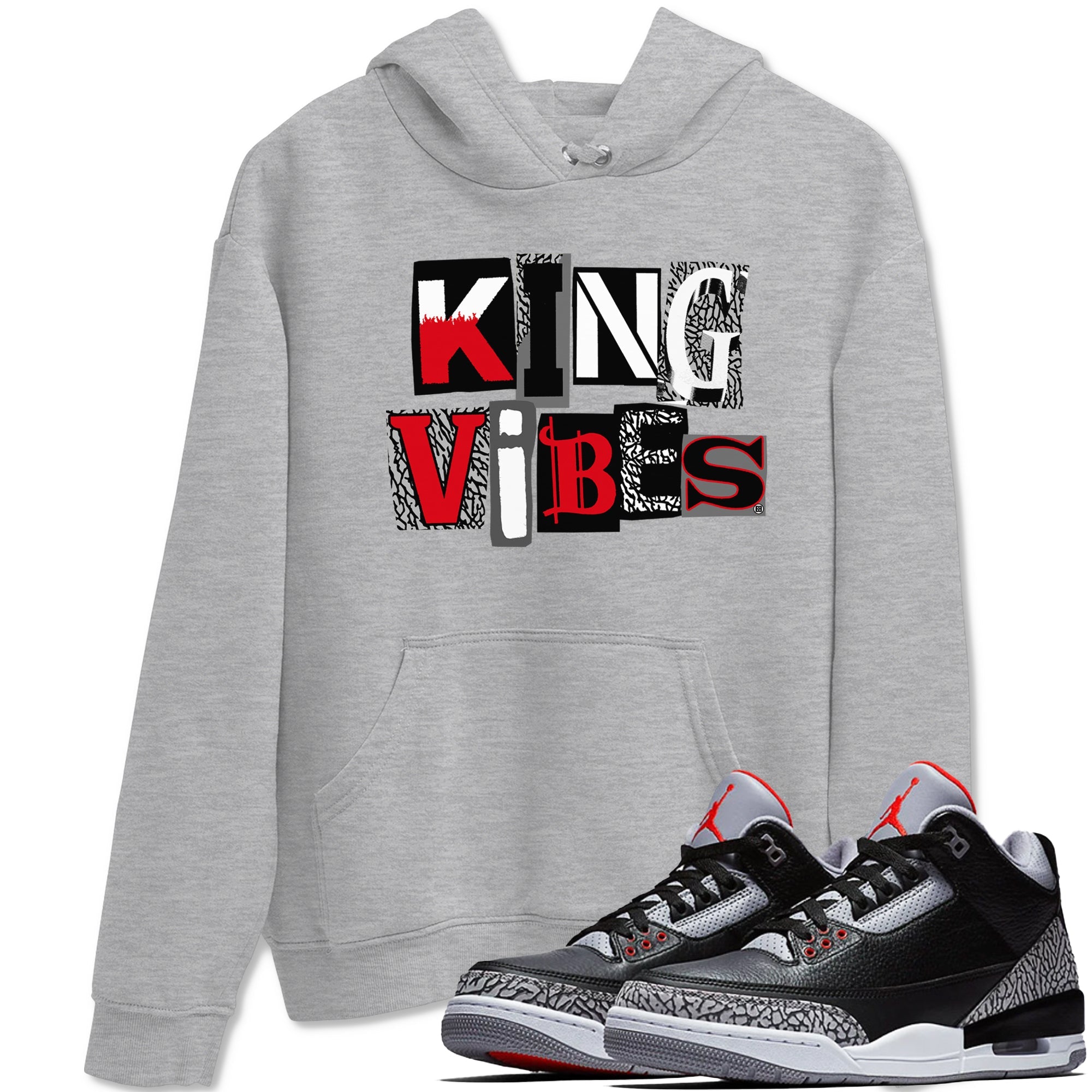 King Vibes snkmatch Tees - Air Jordan 3 Black Cement
