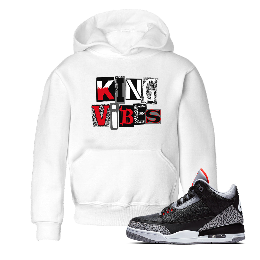 King Vibes snkmatch Tees Kids - Air Jordan 3 Black Cement