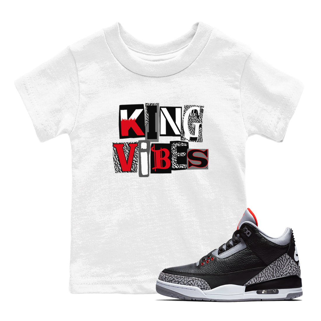 King Vibes snkmatch Tees Kids - Air Jordan 3 Black Cement