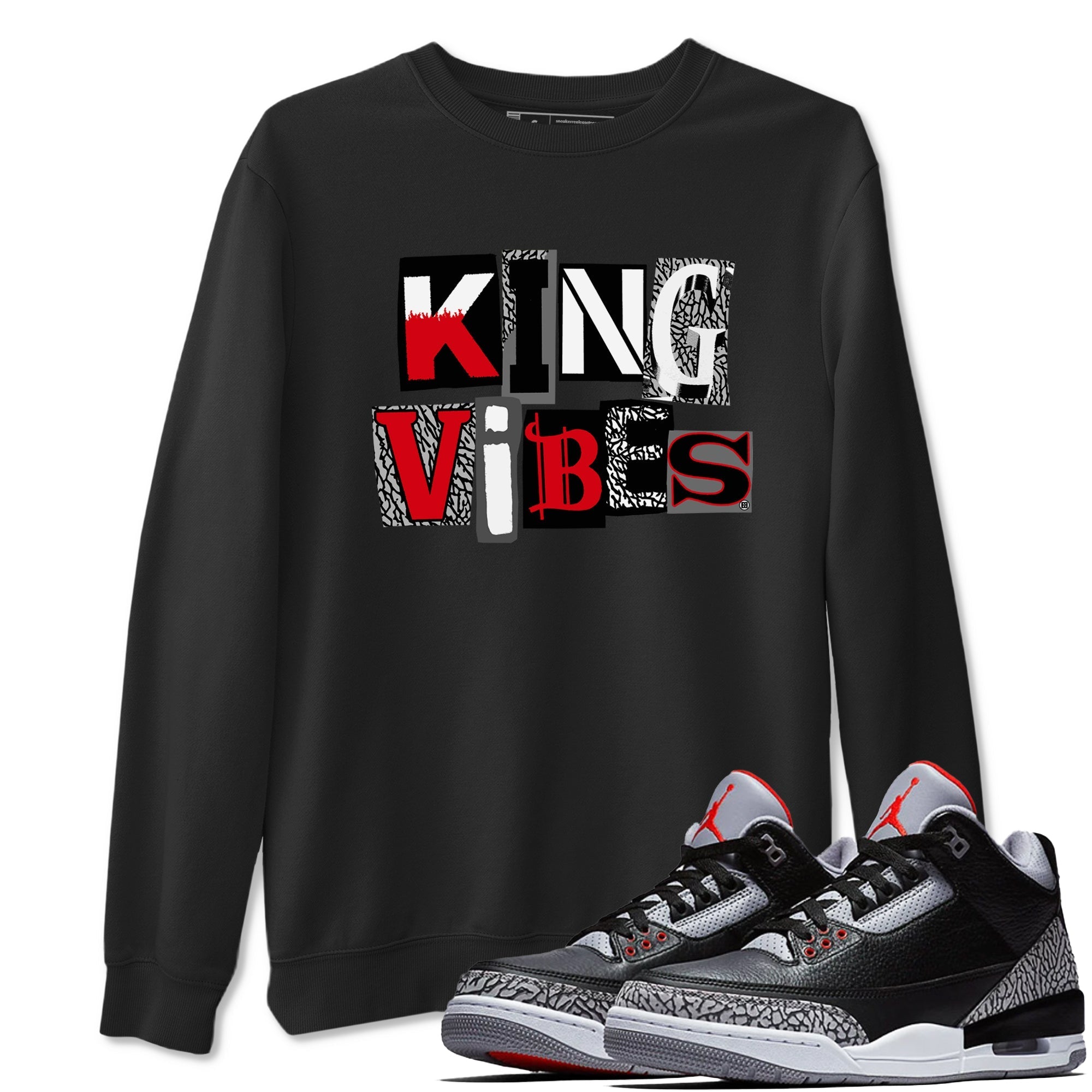 King Vibes snkmatch Tees - Air Jordan 3 Black Cement