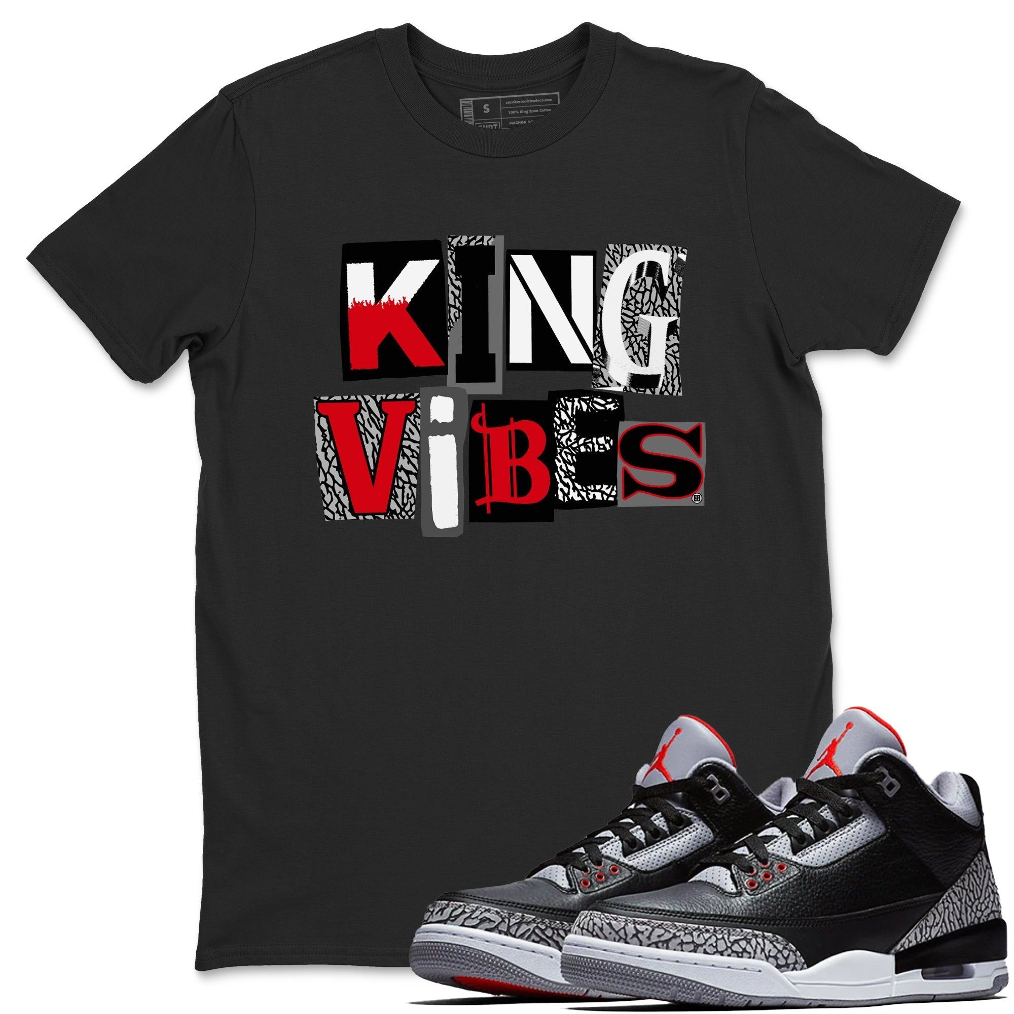 King Vibes snkmatch Tees - Air Jordan 3 Black Cement