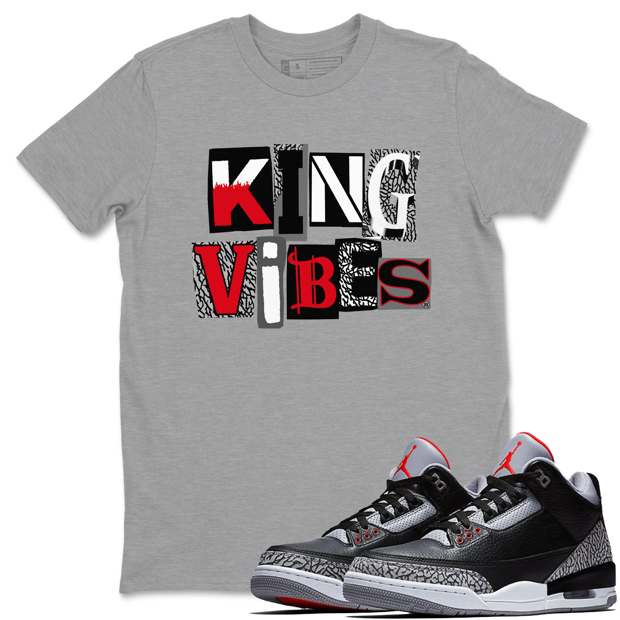 King Vibes snkmatch Tees - Air Jordan 3 Black Cement