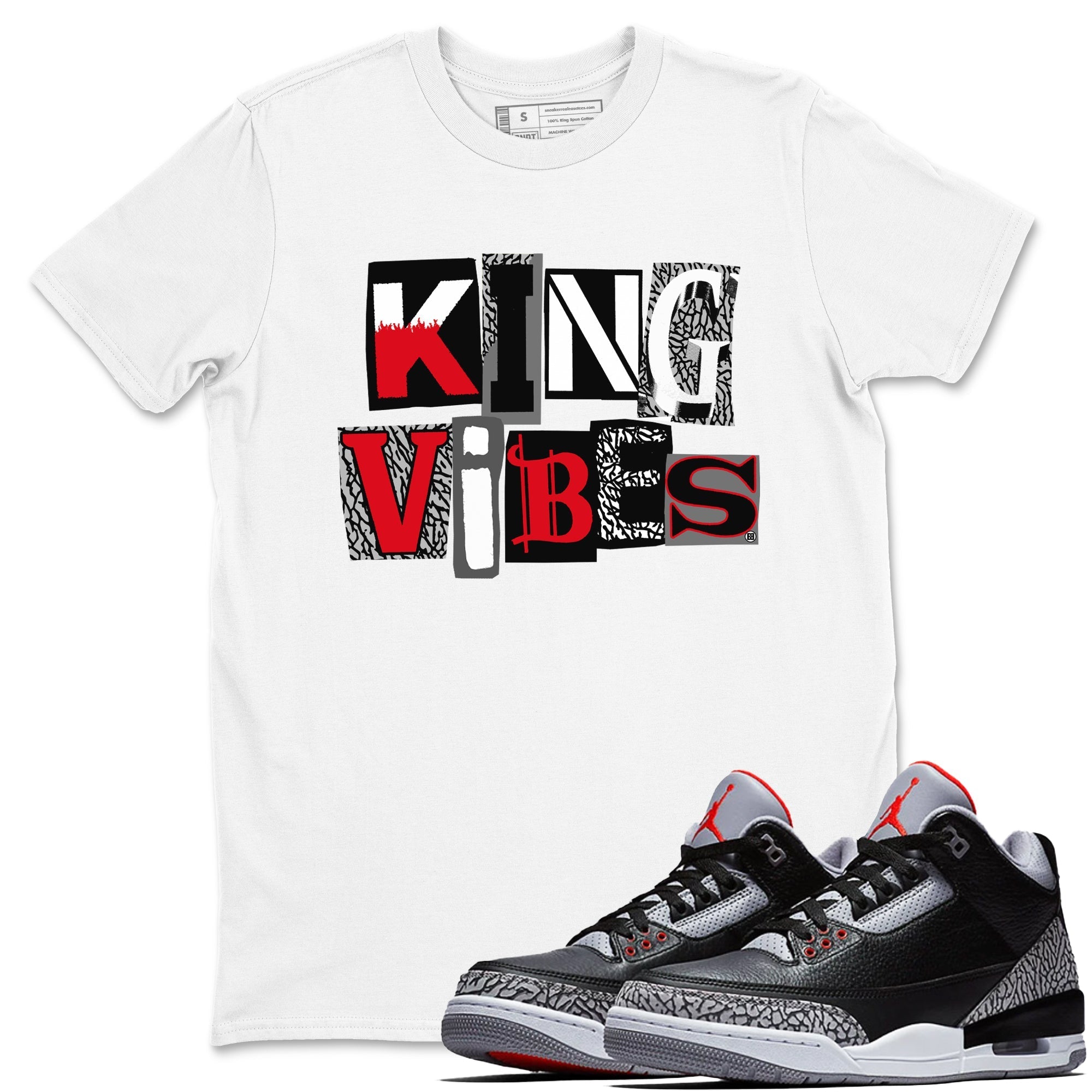 King Vibes snkmatch Tees - Air Jordan 3 Black Cement