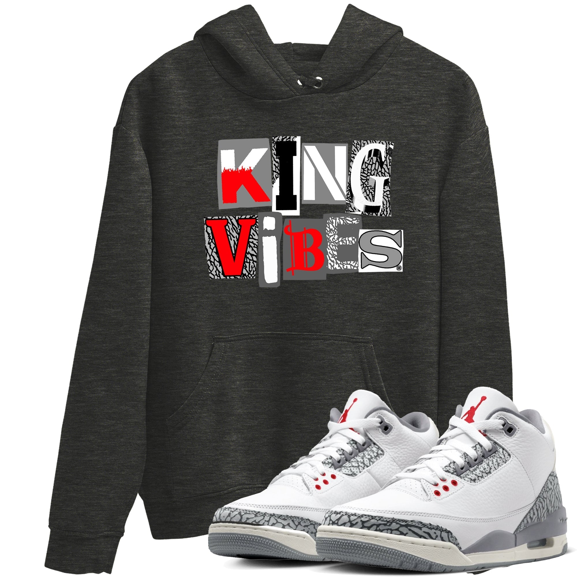 King Vibes snkmatch Tees - Air Jordan 3 Cement Grey